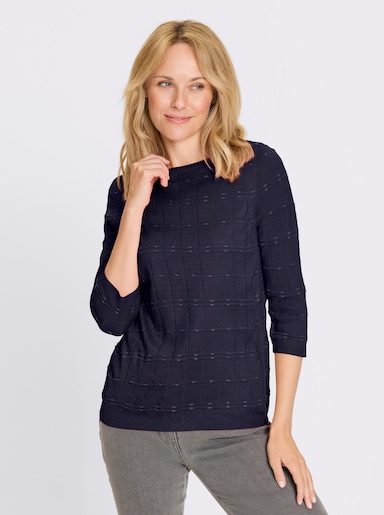 3/4 Arm-Pullover - marine-ecru-gemustert