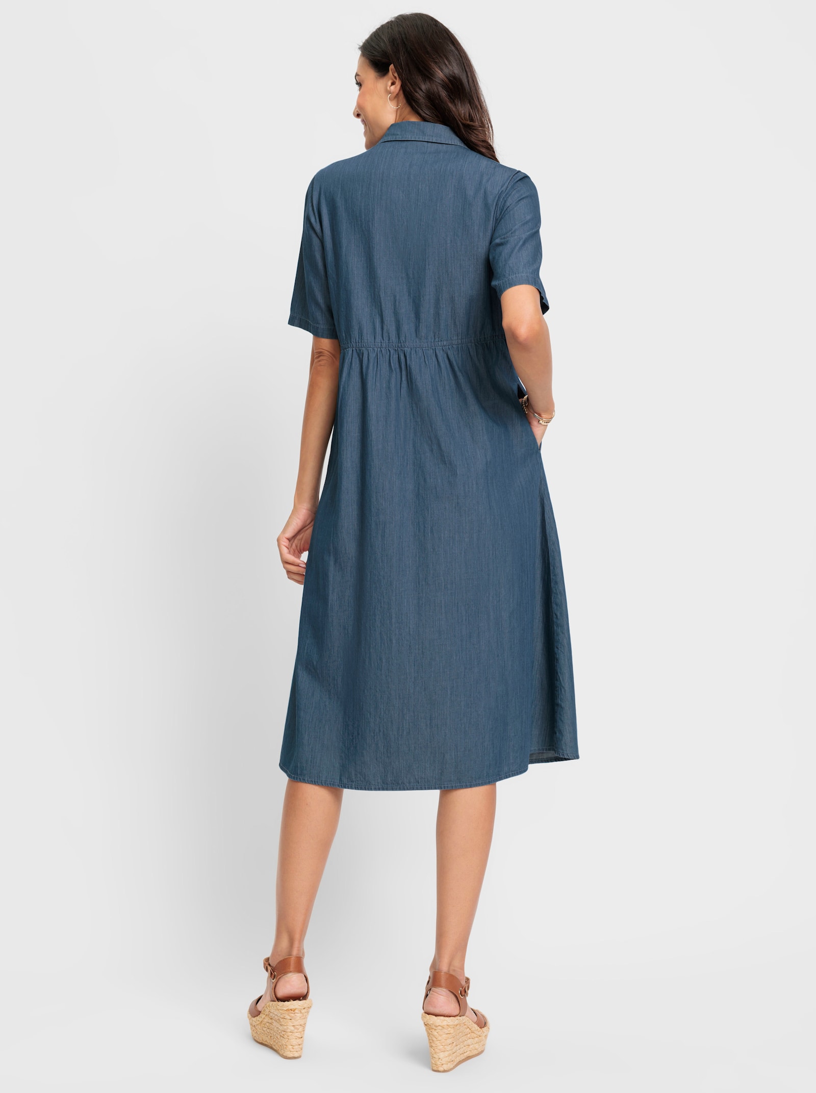 Jeanskleid mit Druckknöpfen - blue-bleached