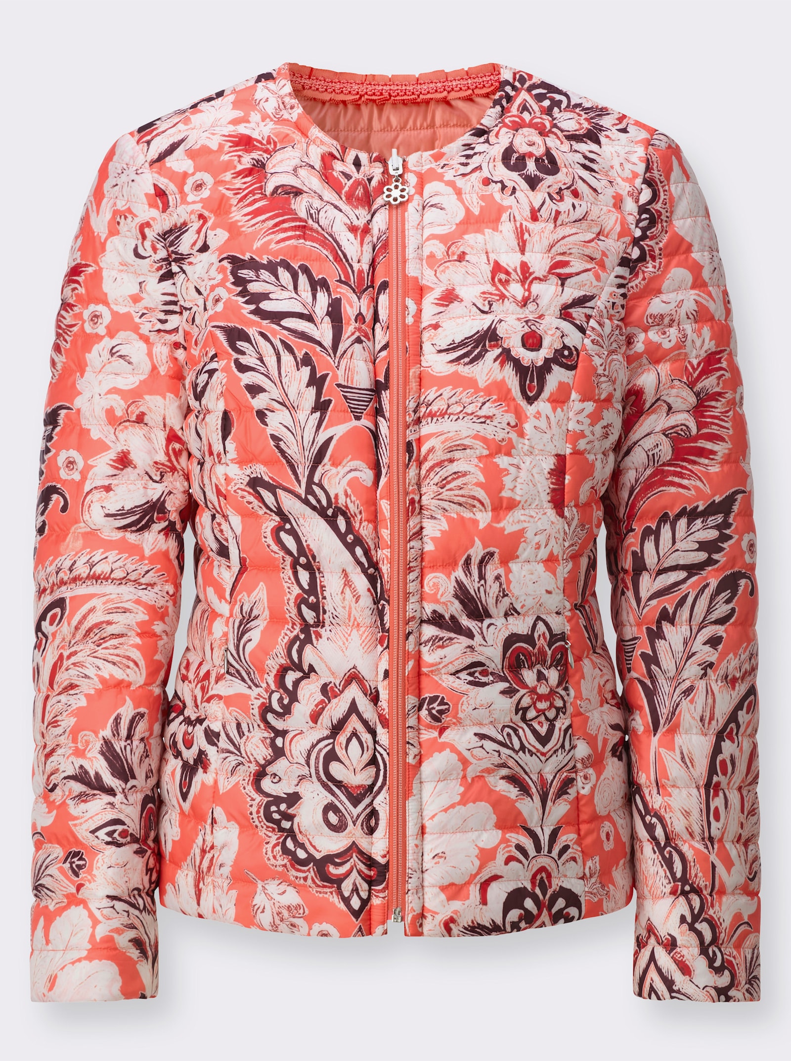 Wendejacke mit Quersteppung - champagner-koralle-bedruckt