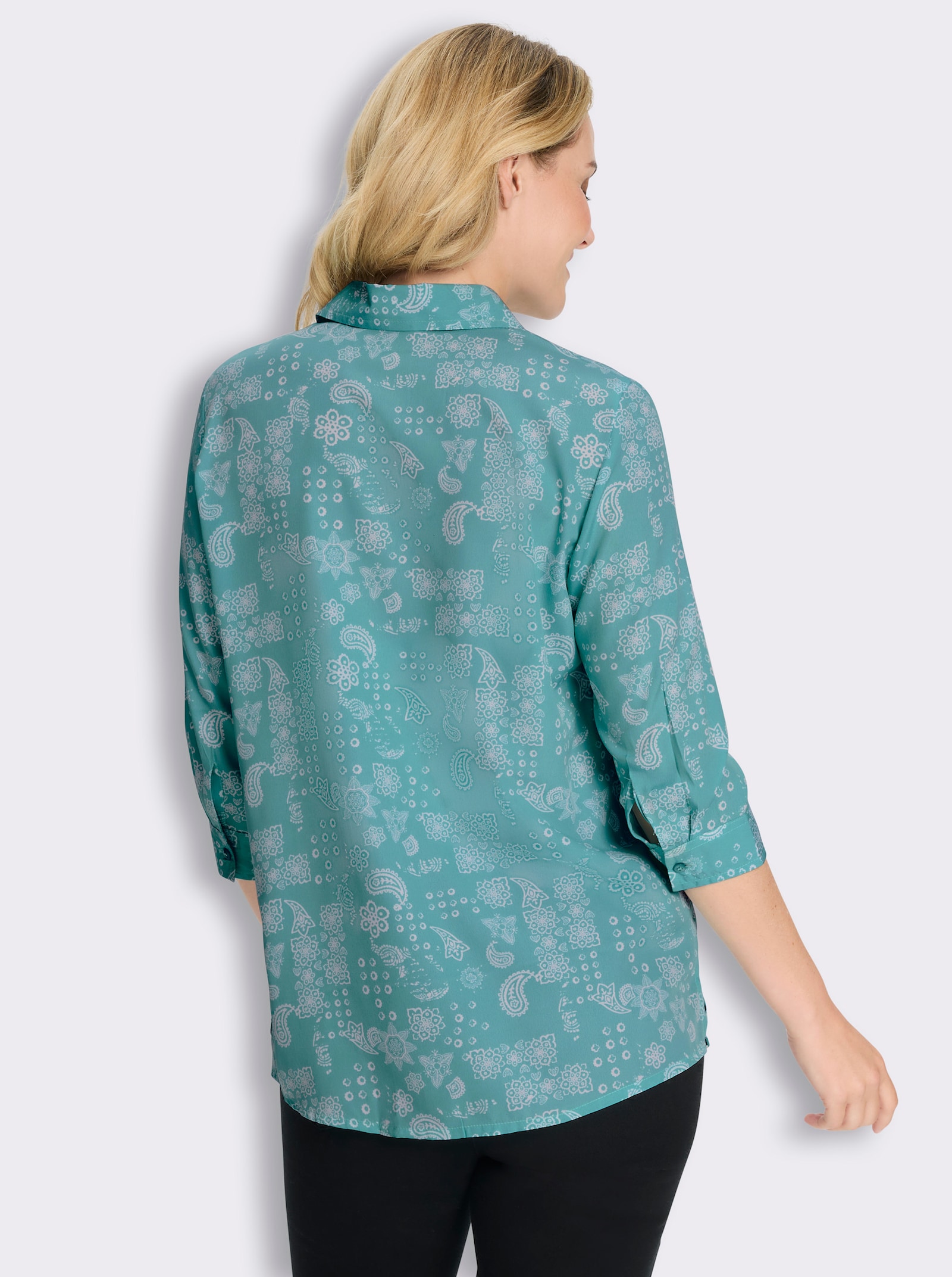 Longbluse mit Paisley-Print - ozean-weiß-bedruckt
