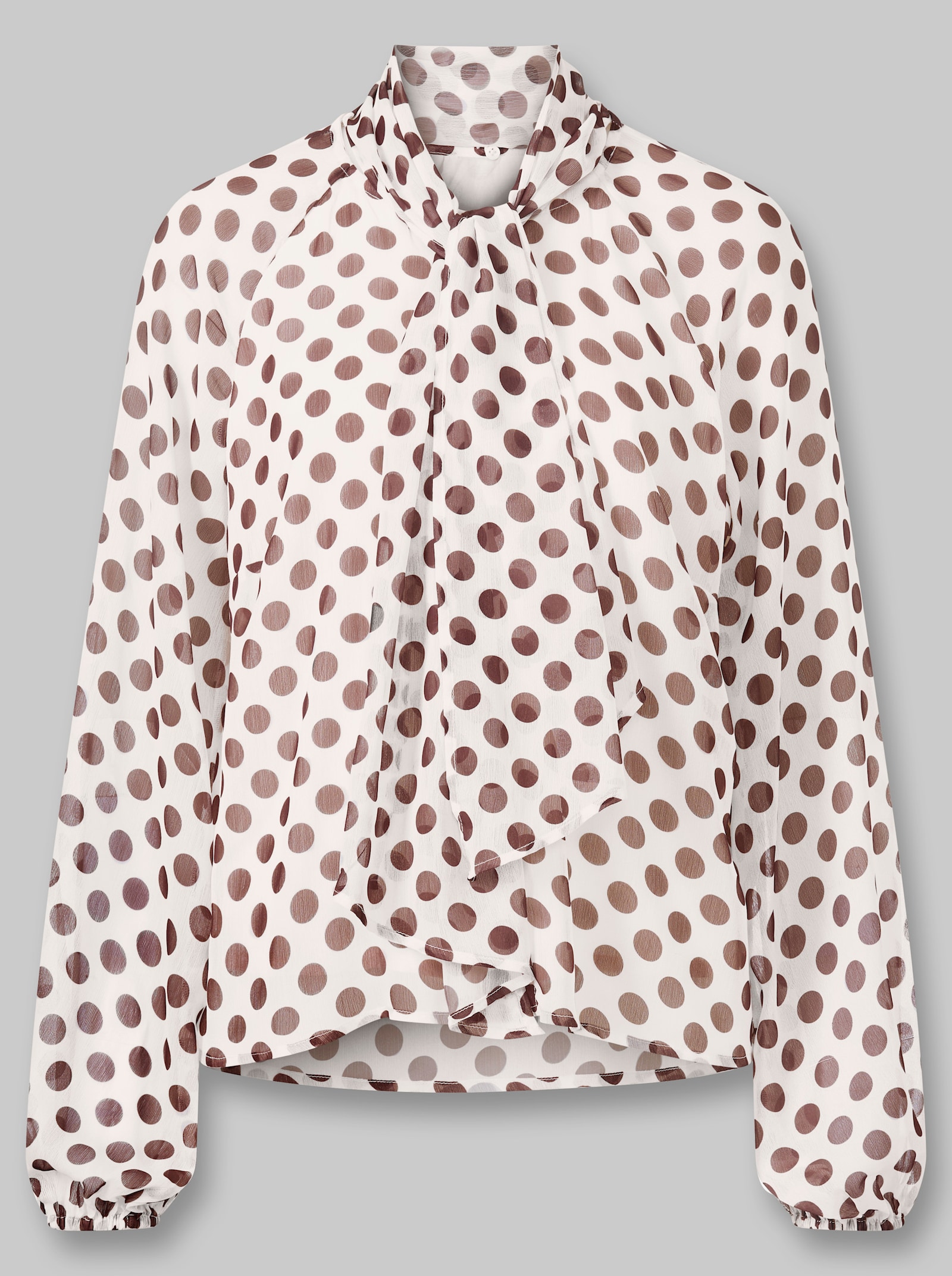 heine Schluppenbluse aus weich fließendem Chiffon - ecru-schoko-getupft