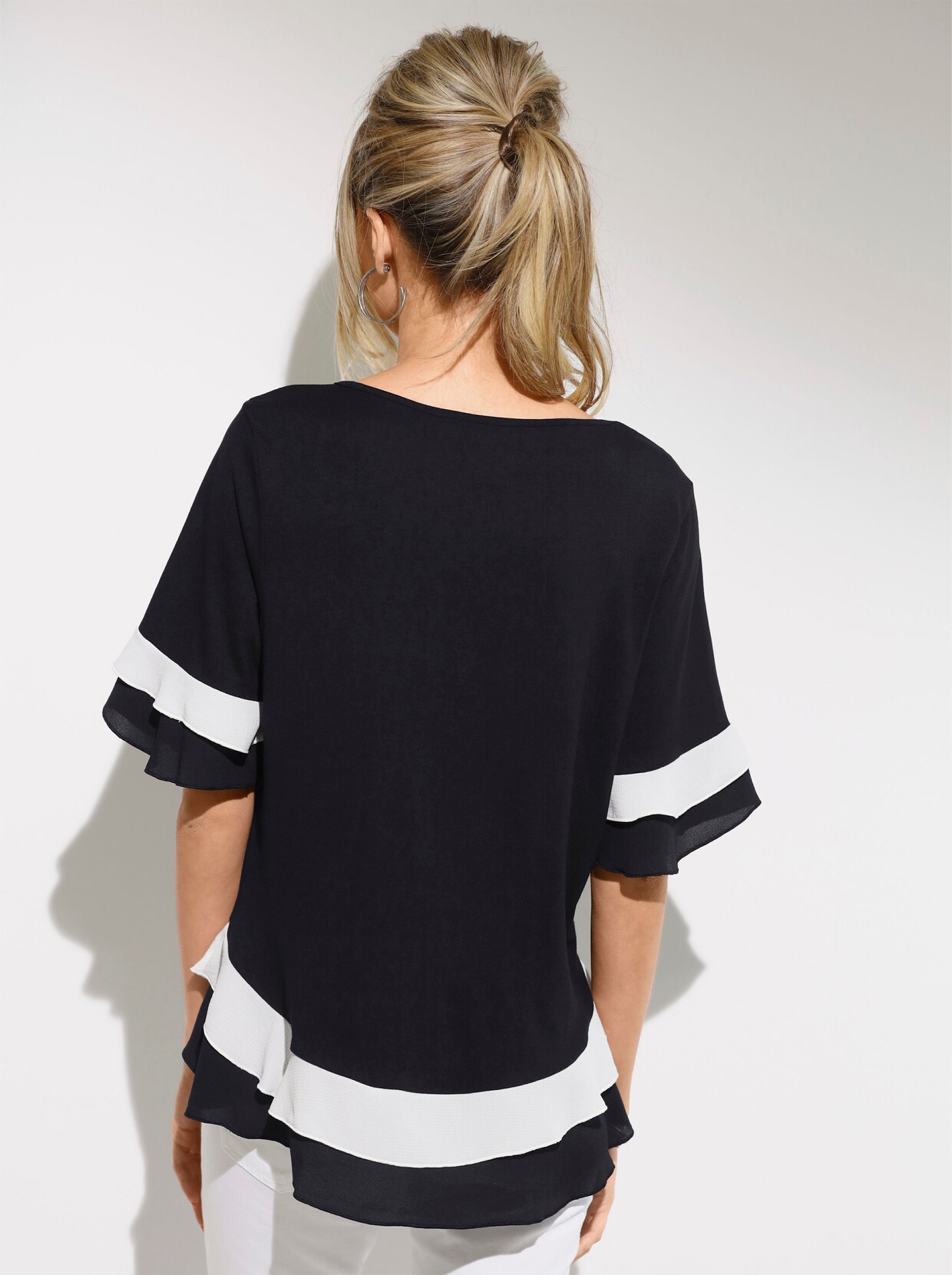 Rundhalsshirt - schwarz-weiss