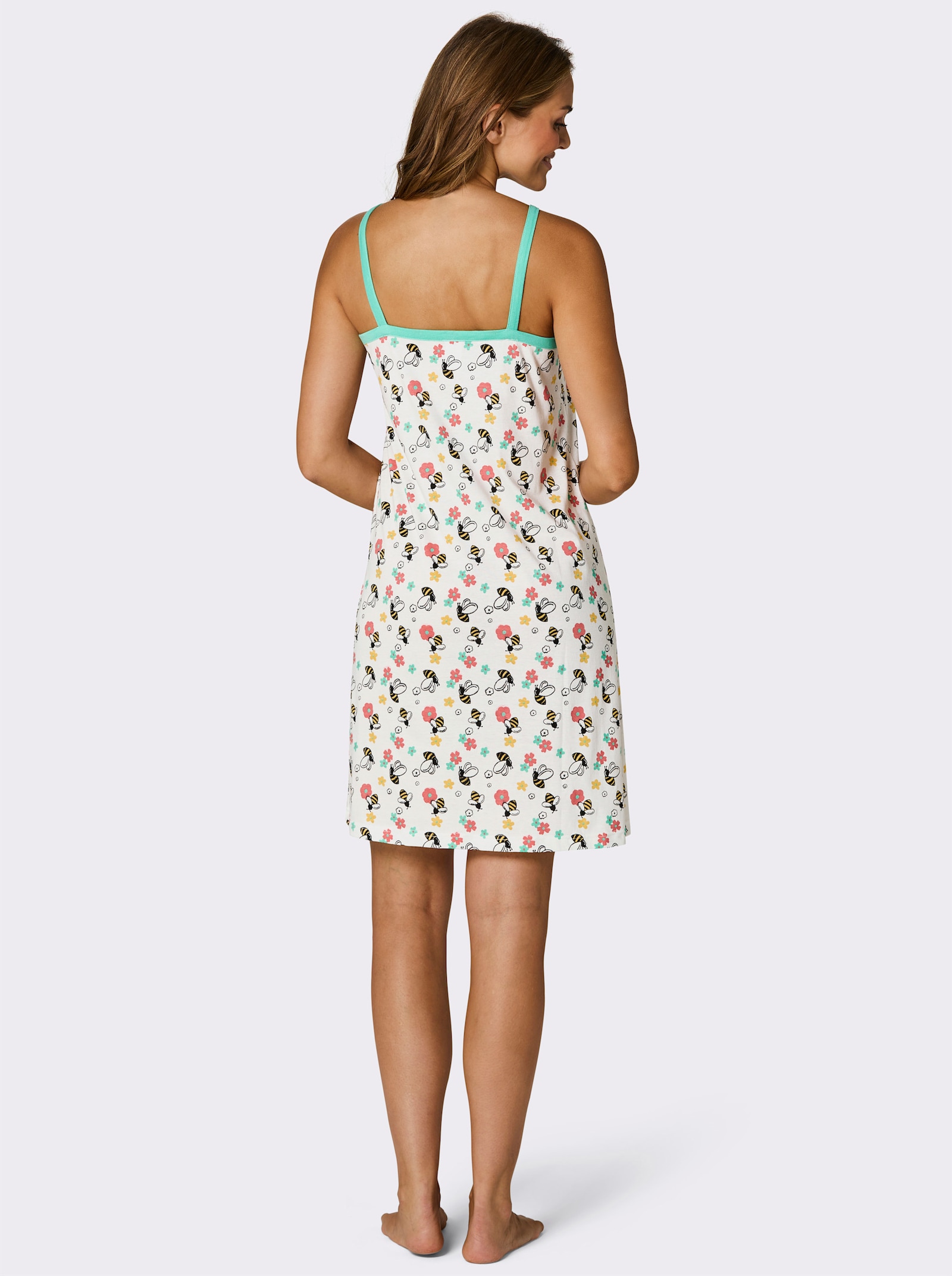 wäschepur Nachthemden - weiß-gelb-bedruckt + blaugrün