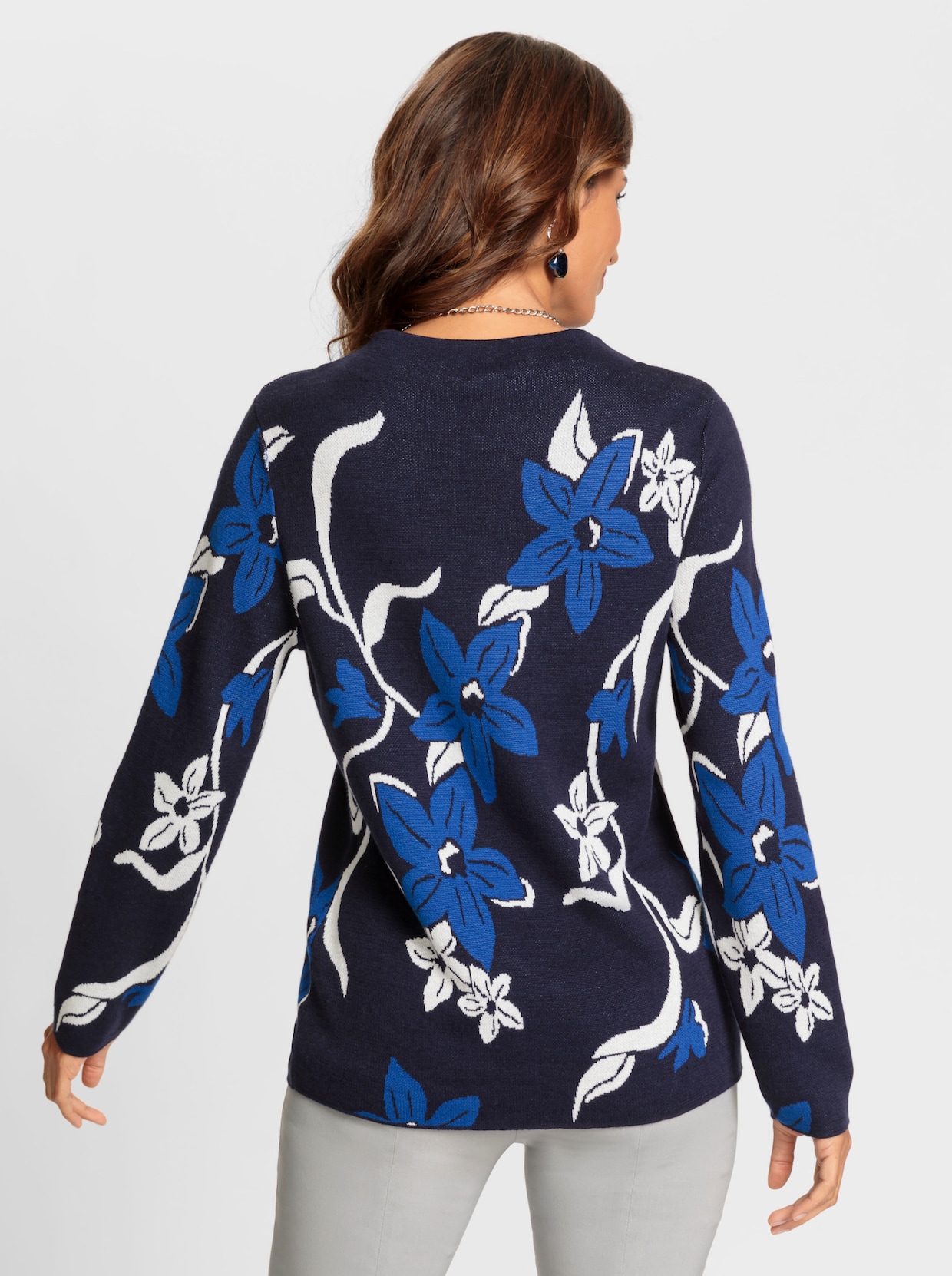 Pullover - marine-royalblau-gemustert