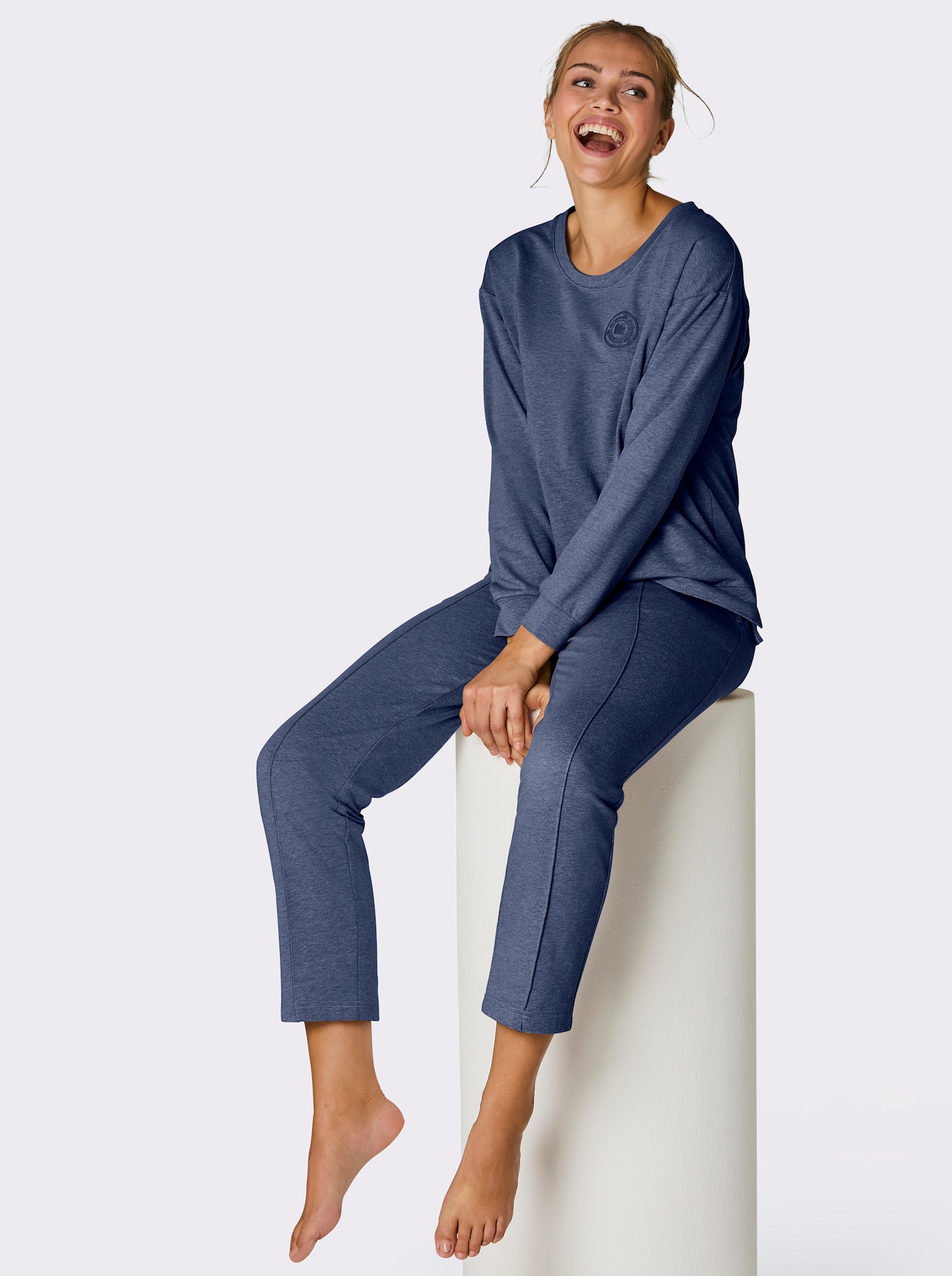 feel good Hausanzug - dunkelblau-meliert