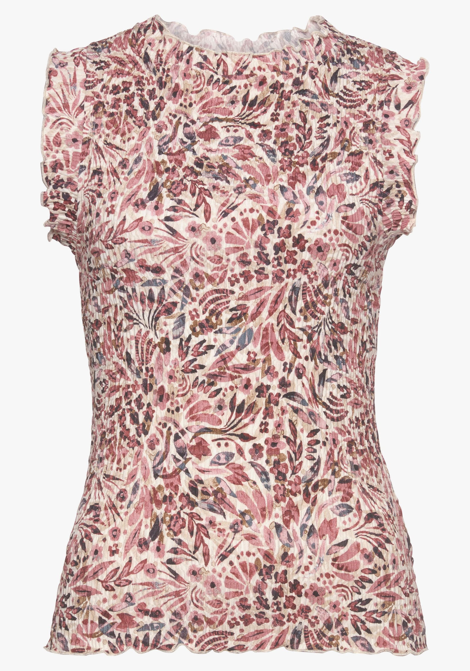 Vivance Blusentop - creme-mauve bedruckt