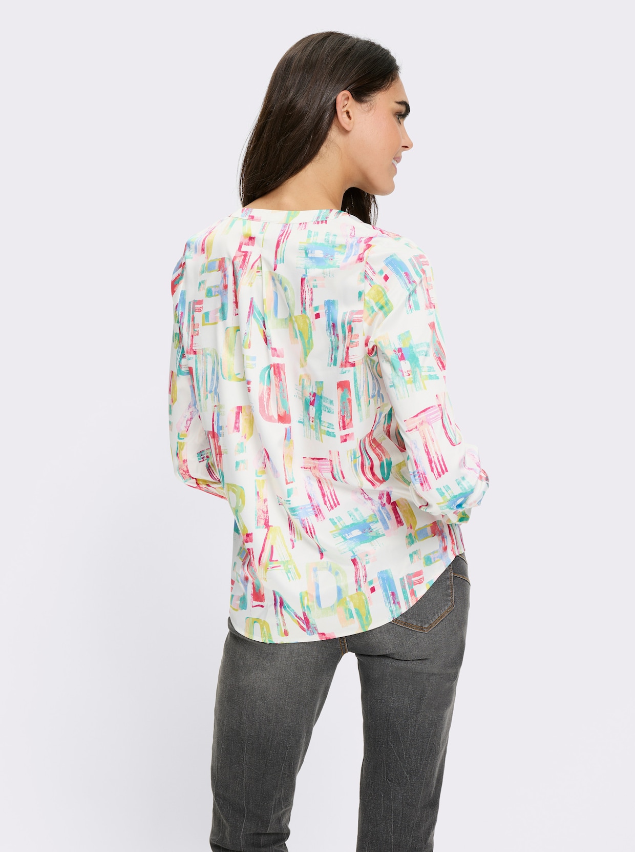 heine Druckbluse - ecru-limone-bedruckt