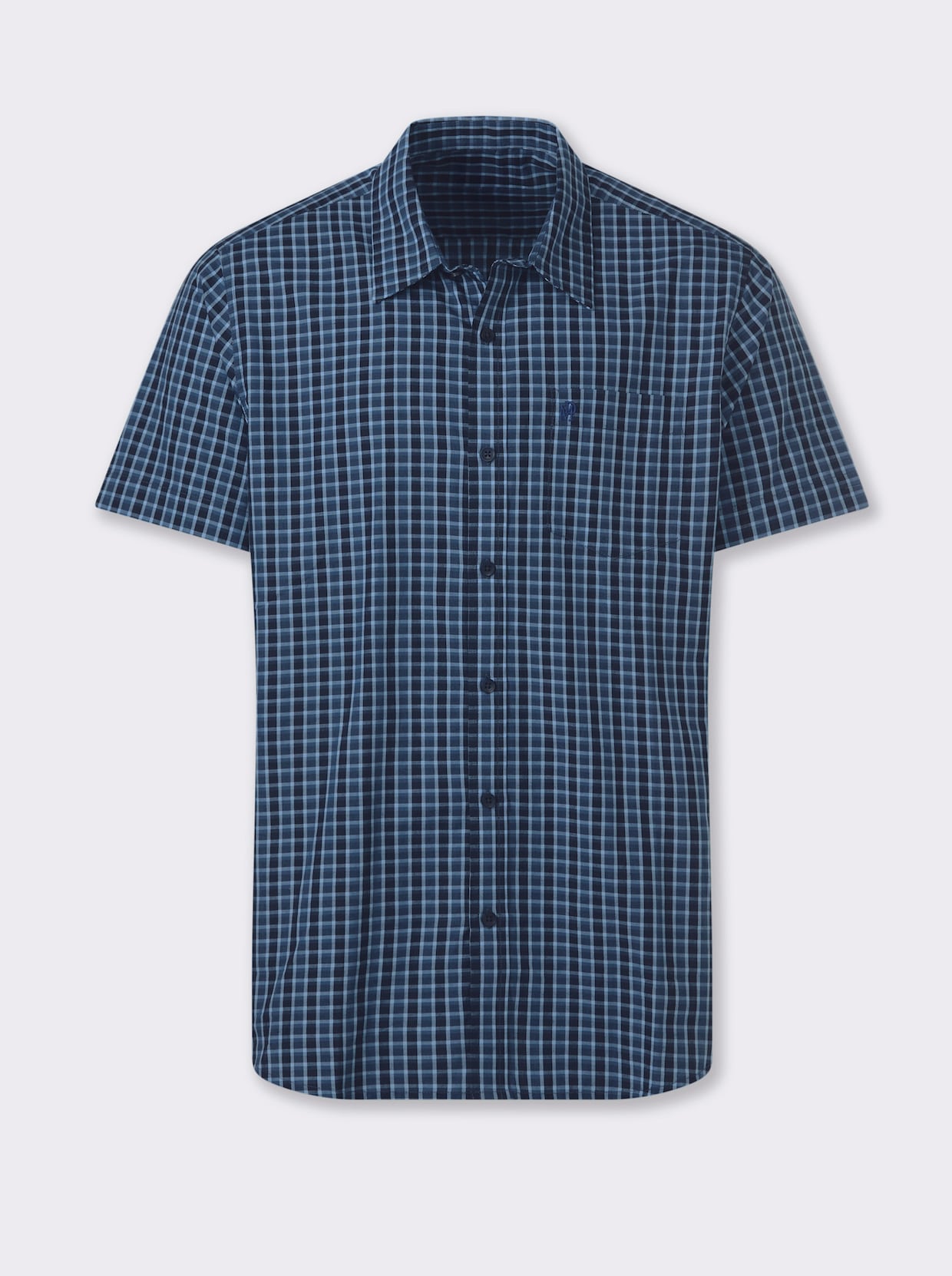 Marco Donati Kurzarmhemd - marine-jeansblau-kariert