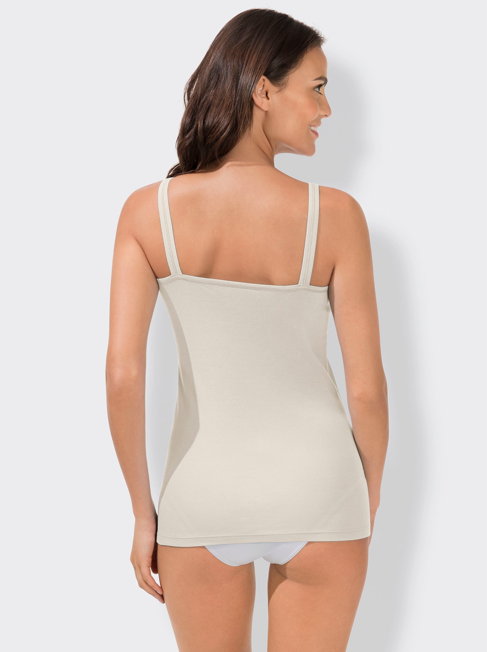 wäschepur Trägerhemd mit Batist-Motiv - weiß + apricot + champagner