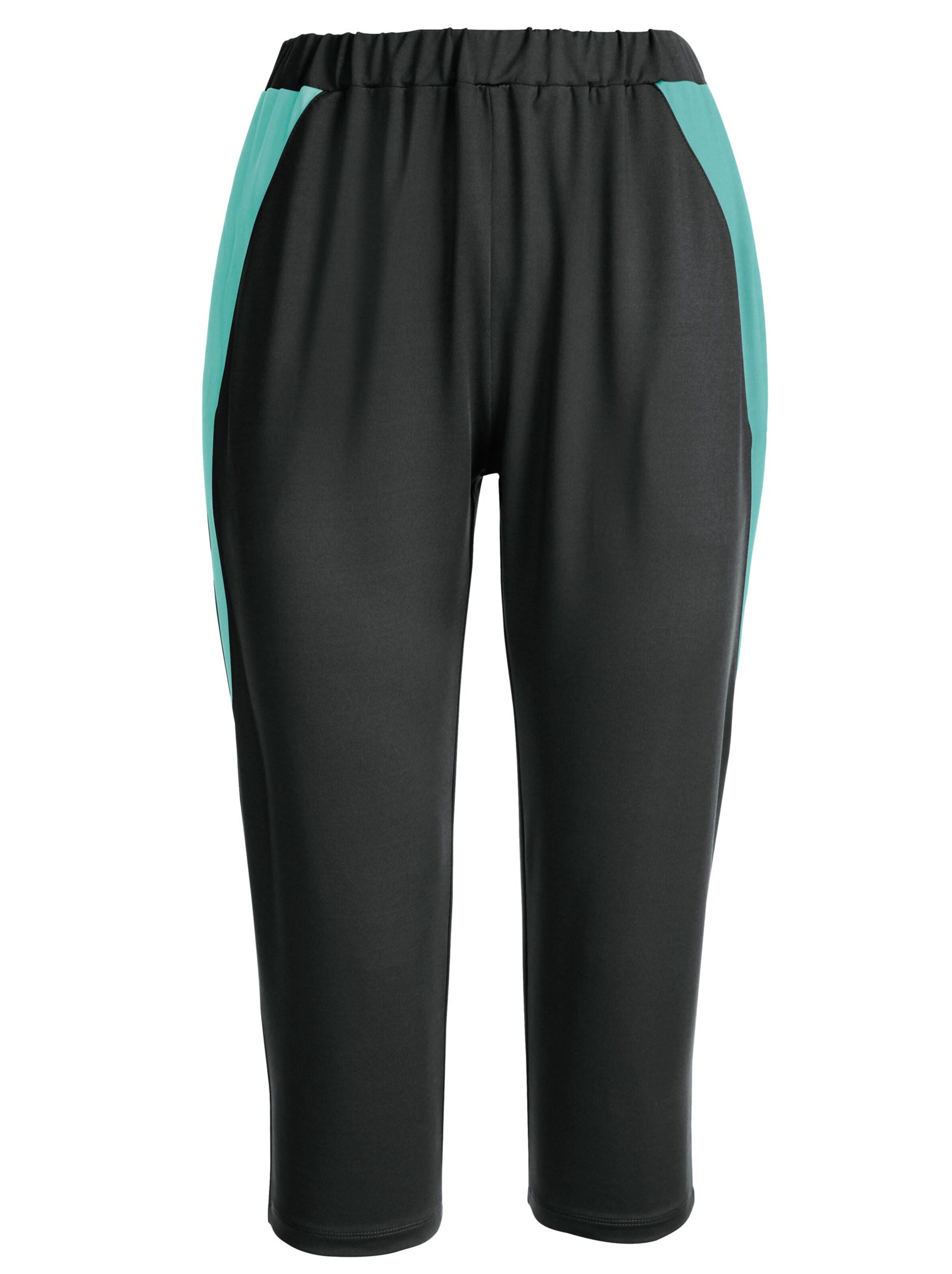 Capri-Freizeithose - schwarz-mint