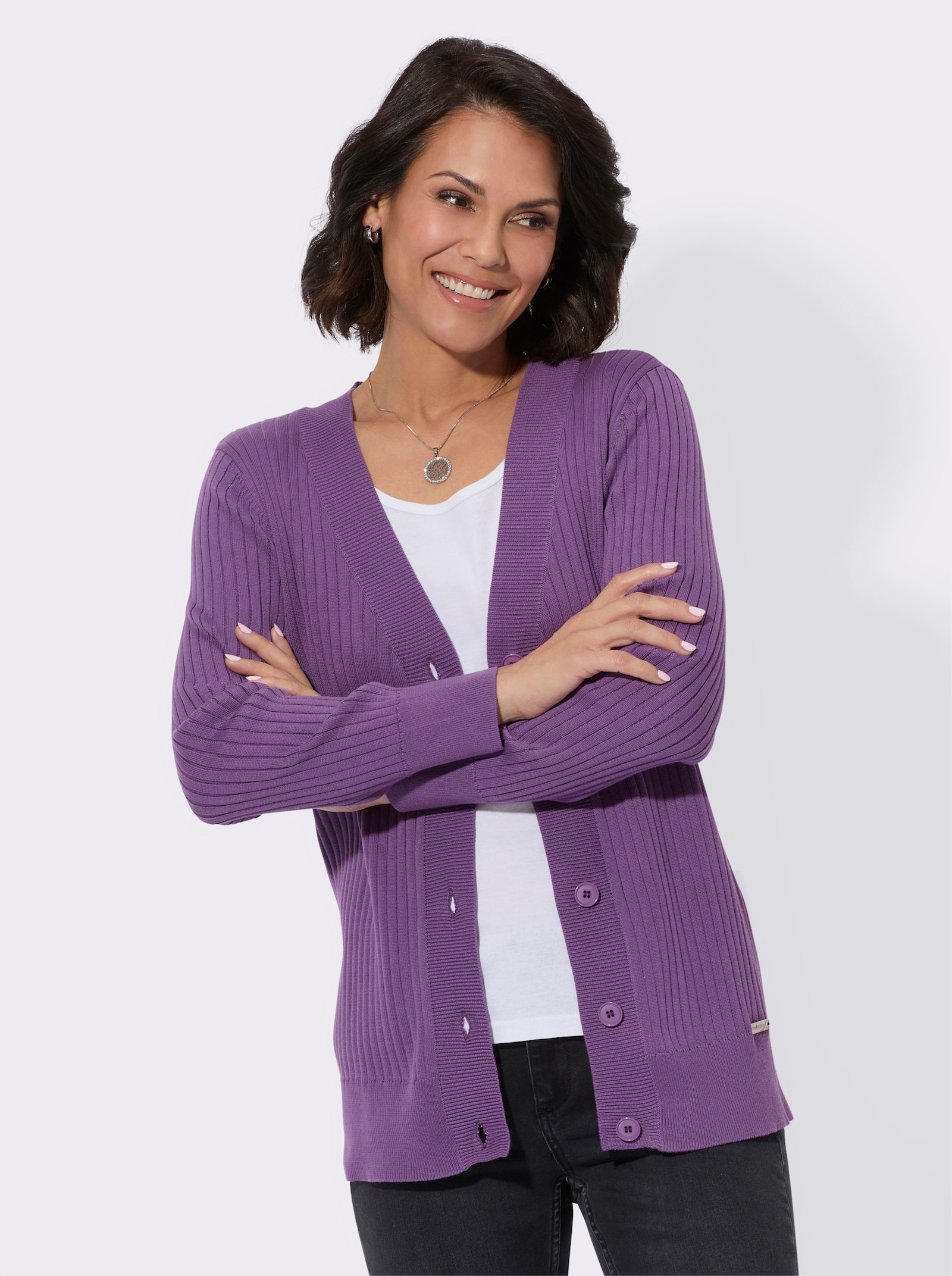 Vest in riblook - paars