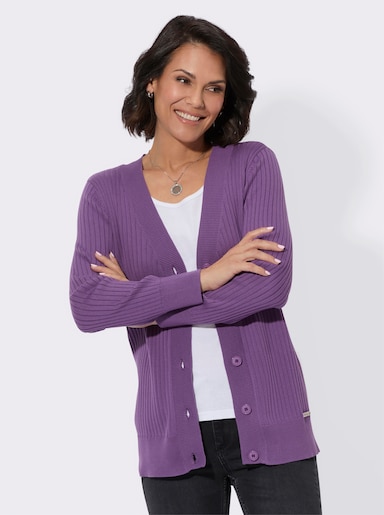 Strickjacke in Ripp-Optik - lila