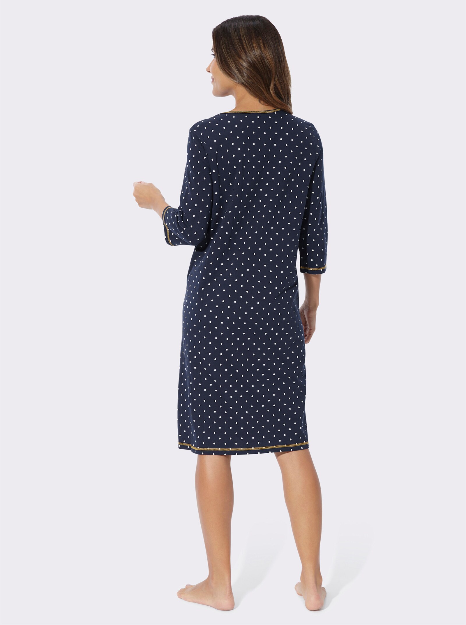Nachthemd in A-Form - marine-ecru-bedruckt