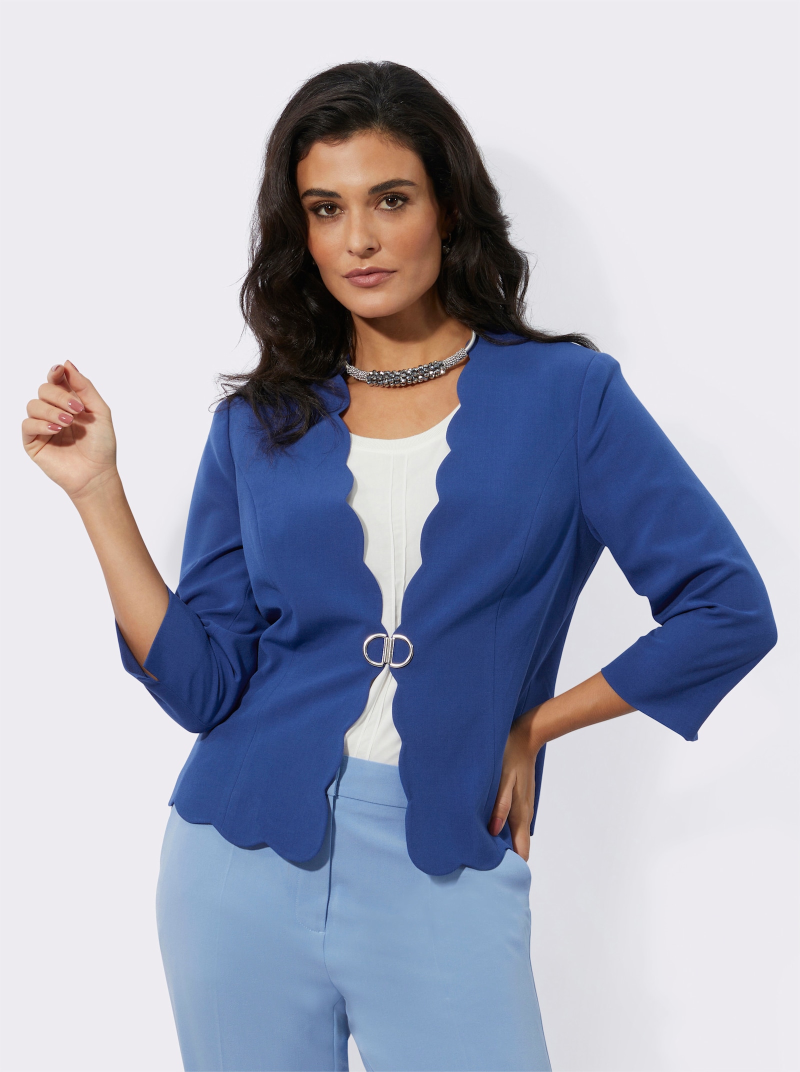 Blazer mit gerafften 3/4-Ärmeln - royalblau