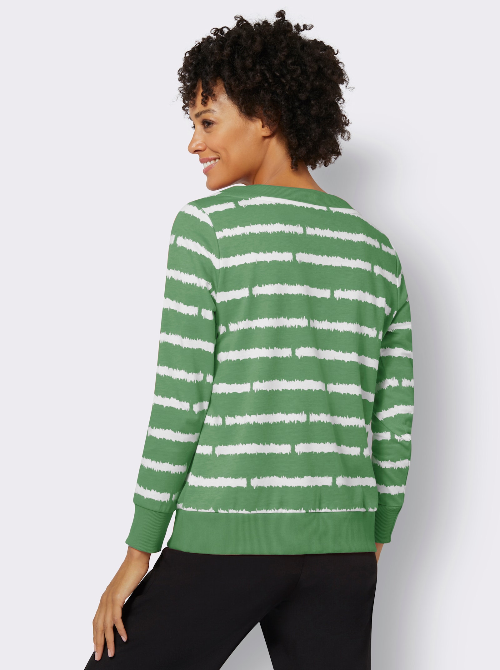 Sweatshirt mit Tunnelzug und Bindeband - apfel-ecru