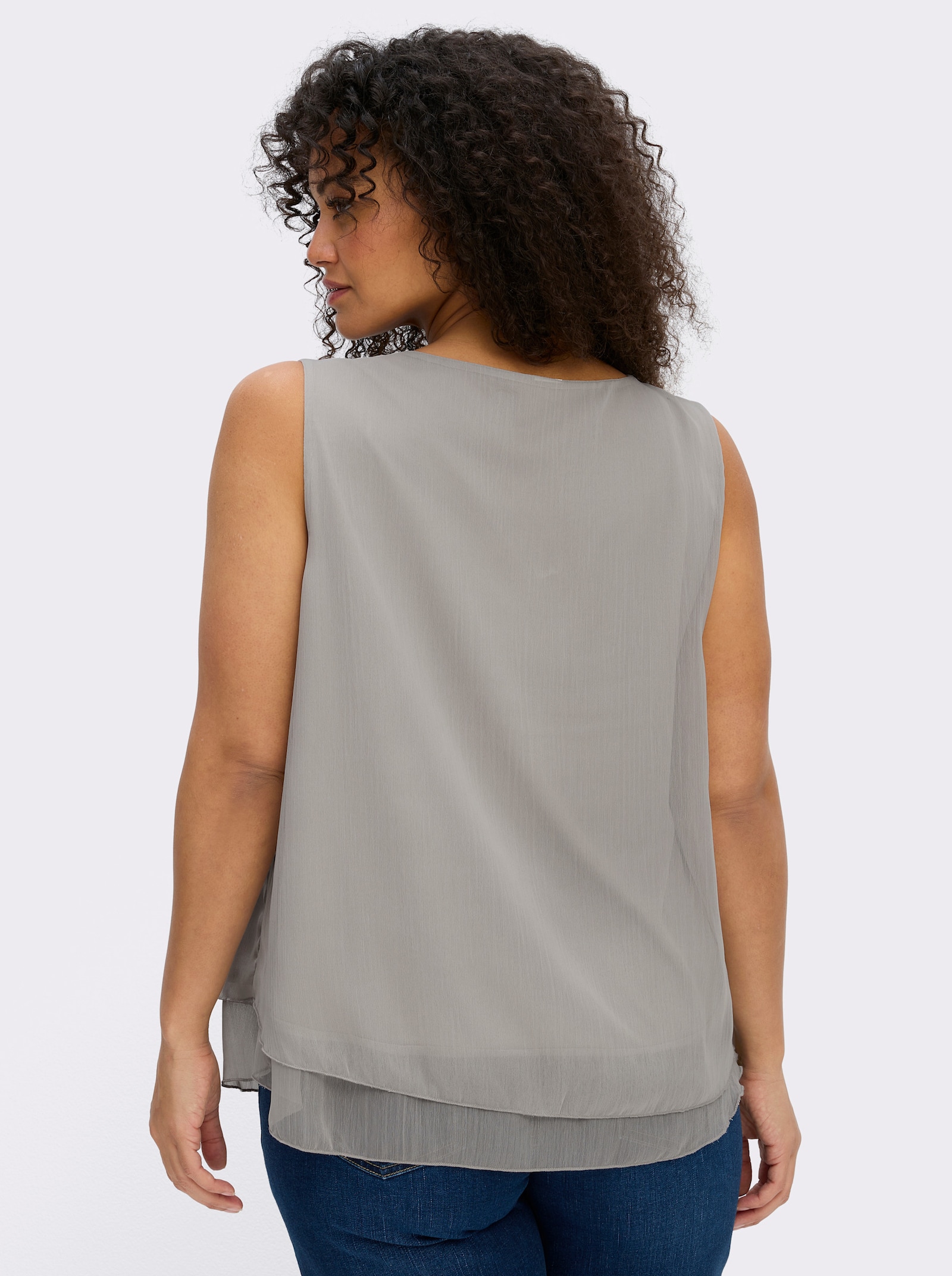 Blusentop in Crêpe-Qualität - silbergrau