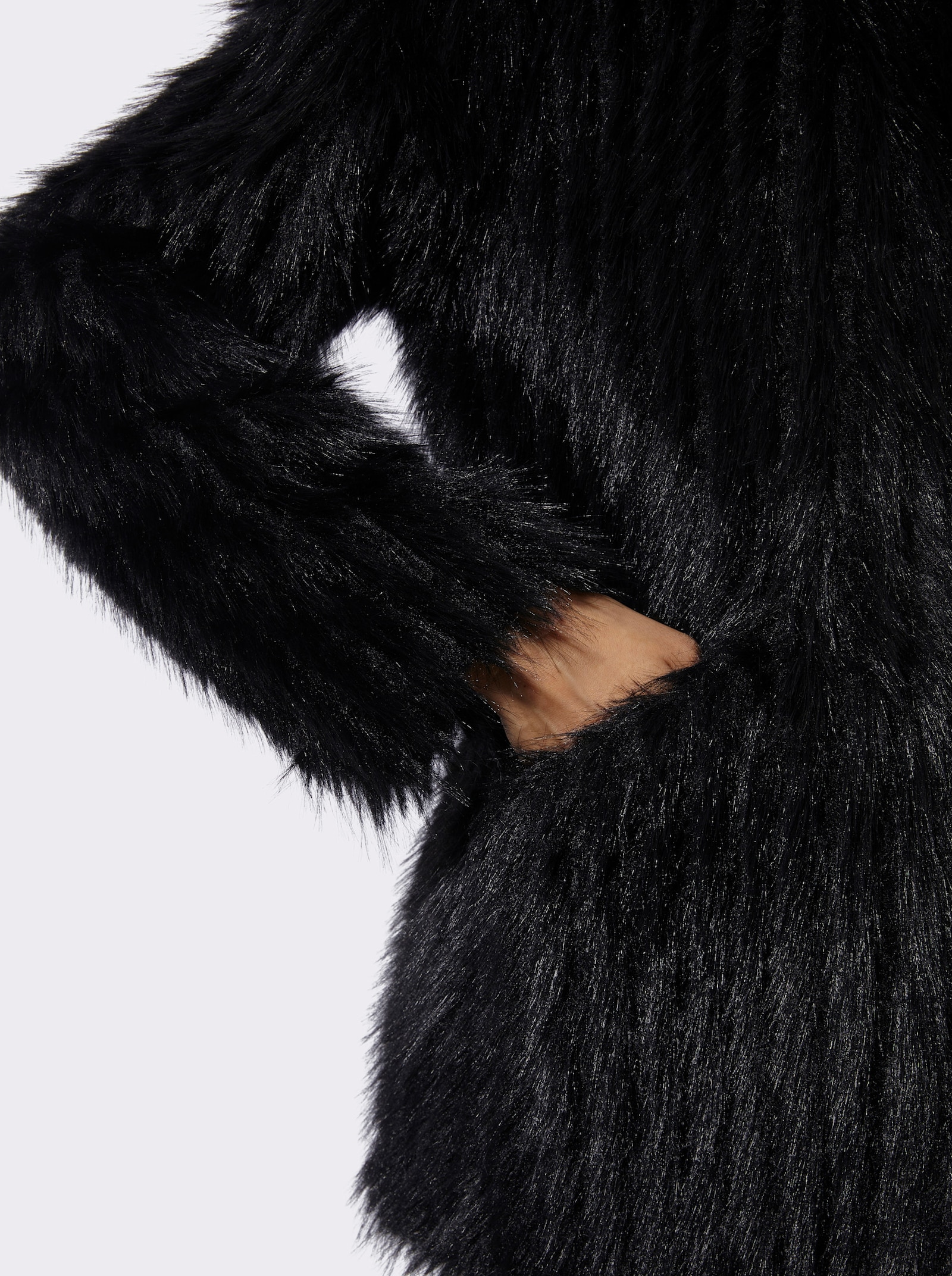 Mainpol Fellimitatjacke mit verdecken Druckkknöpfen - schwarz