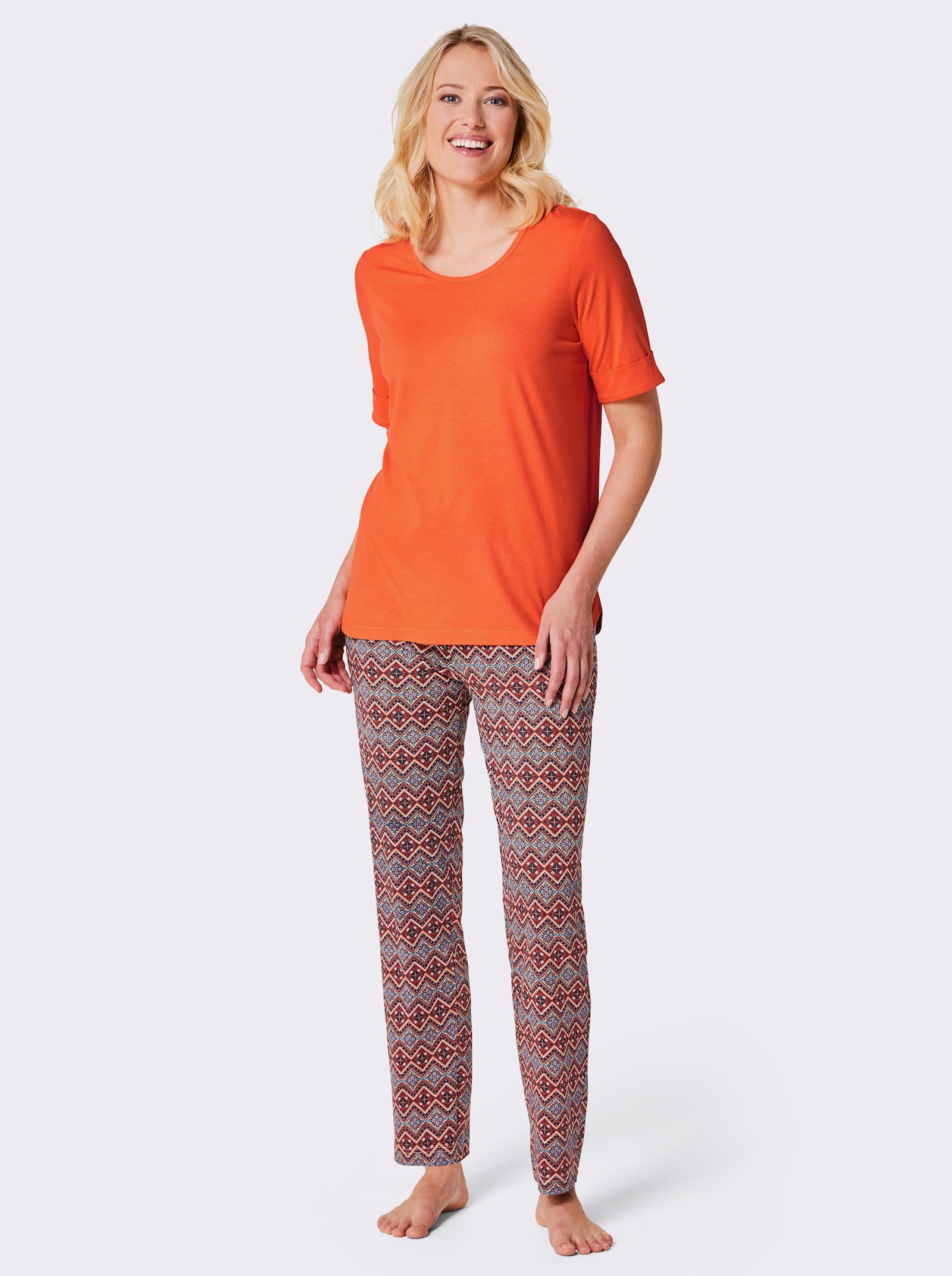 wäschepur Pyjama au motif graphique - orange-marine imprimé