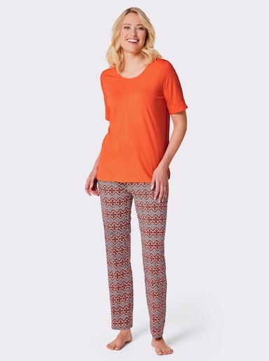wäschepur Schlafanzug im grafischen Dessin - orange-marine-bedruckt