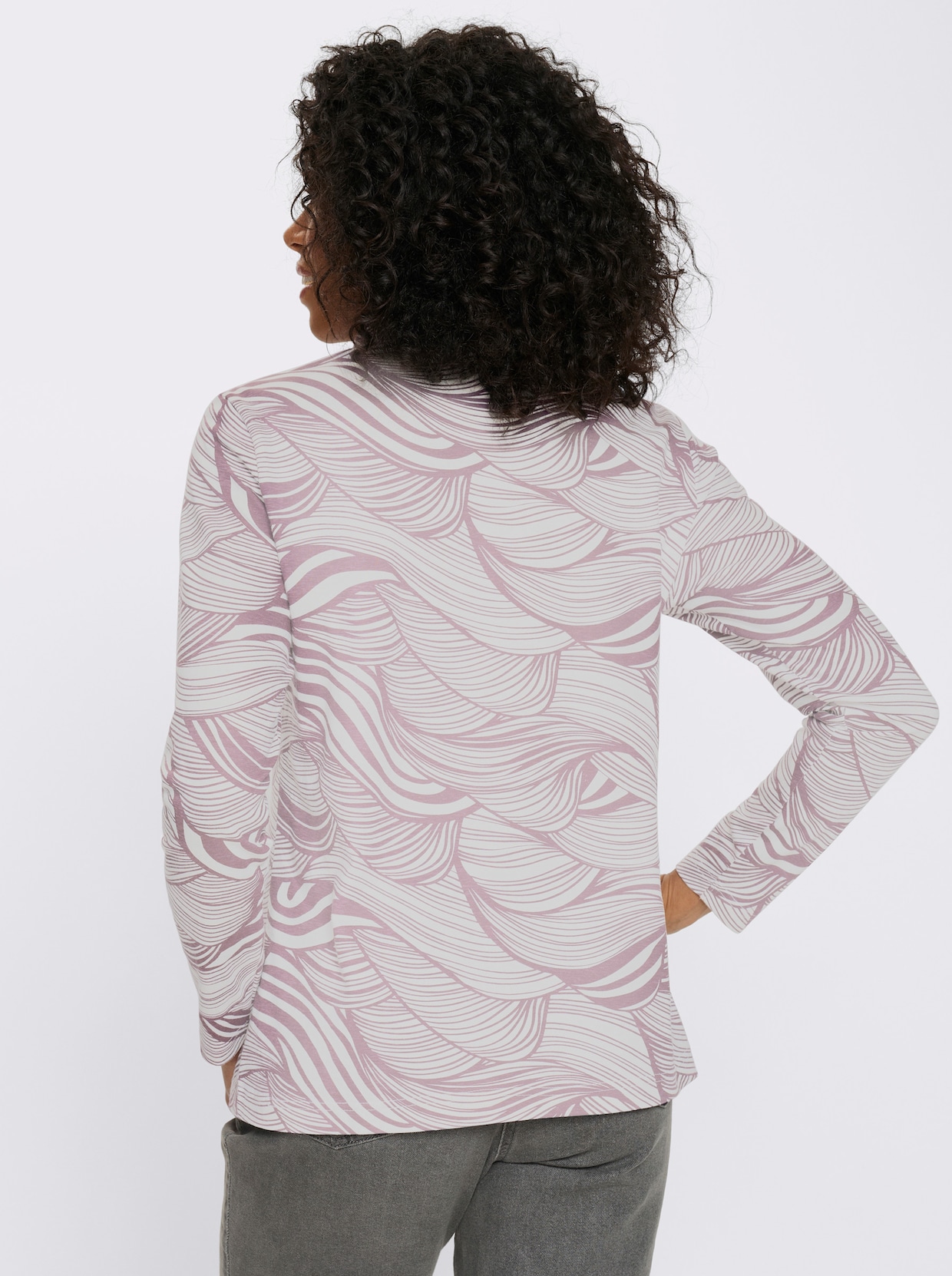 Colshirt van puur katoen - mauve/ecru bedrukt