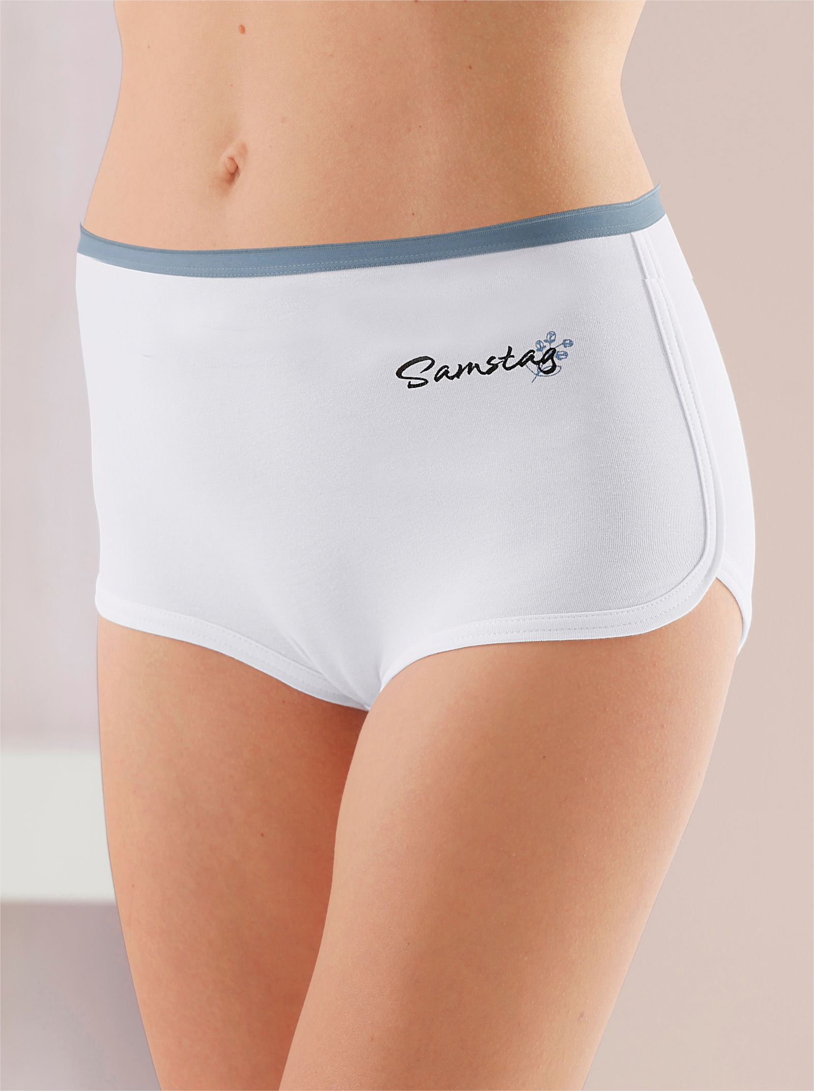 wäschepur Kalhotky s potiskem dnů v týdnu - bílá