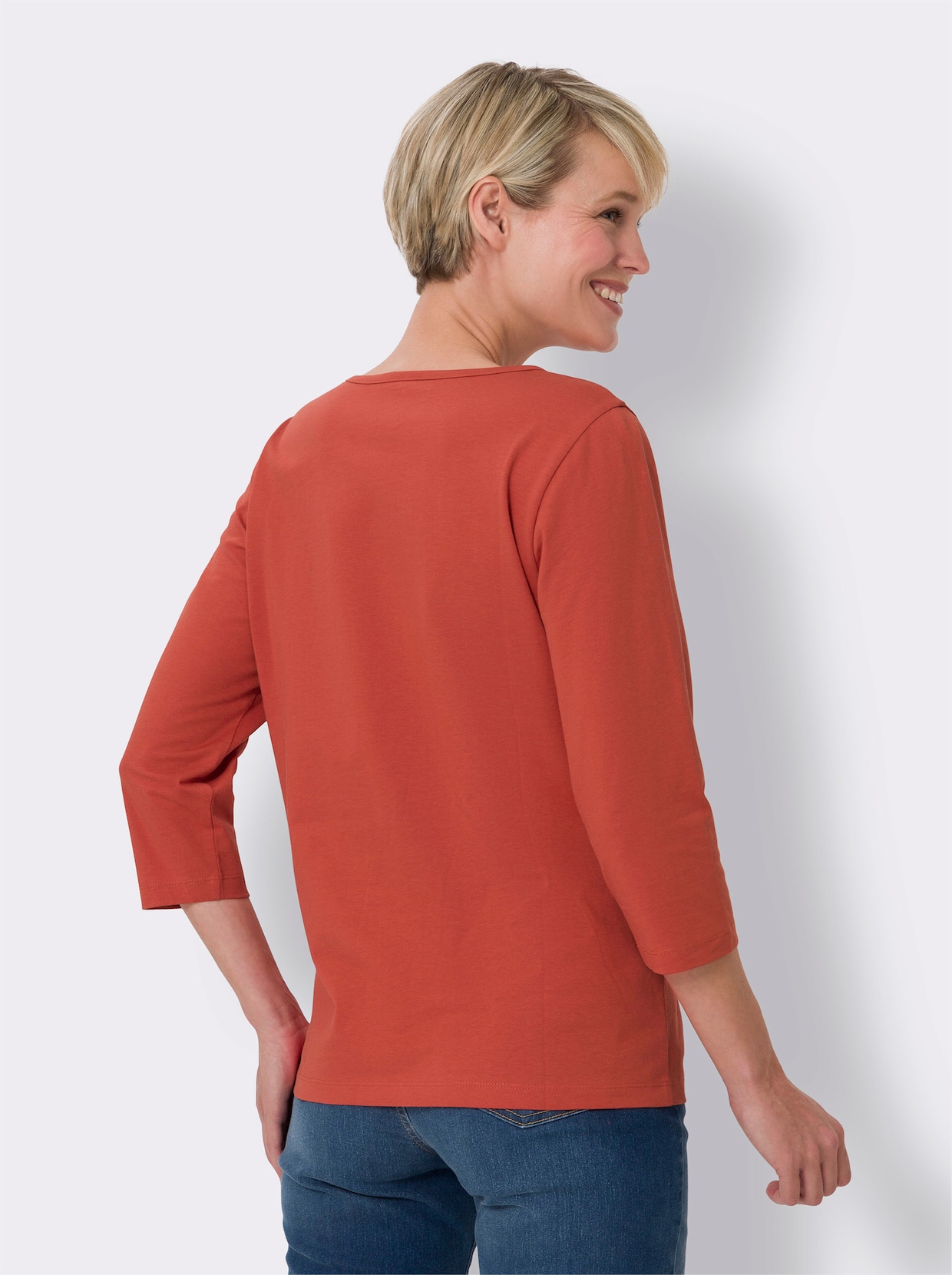 Shirt met 3/4-mouw - terra/oker