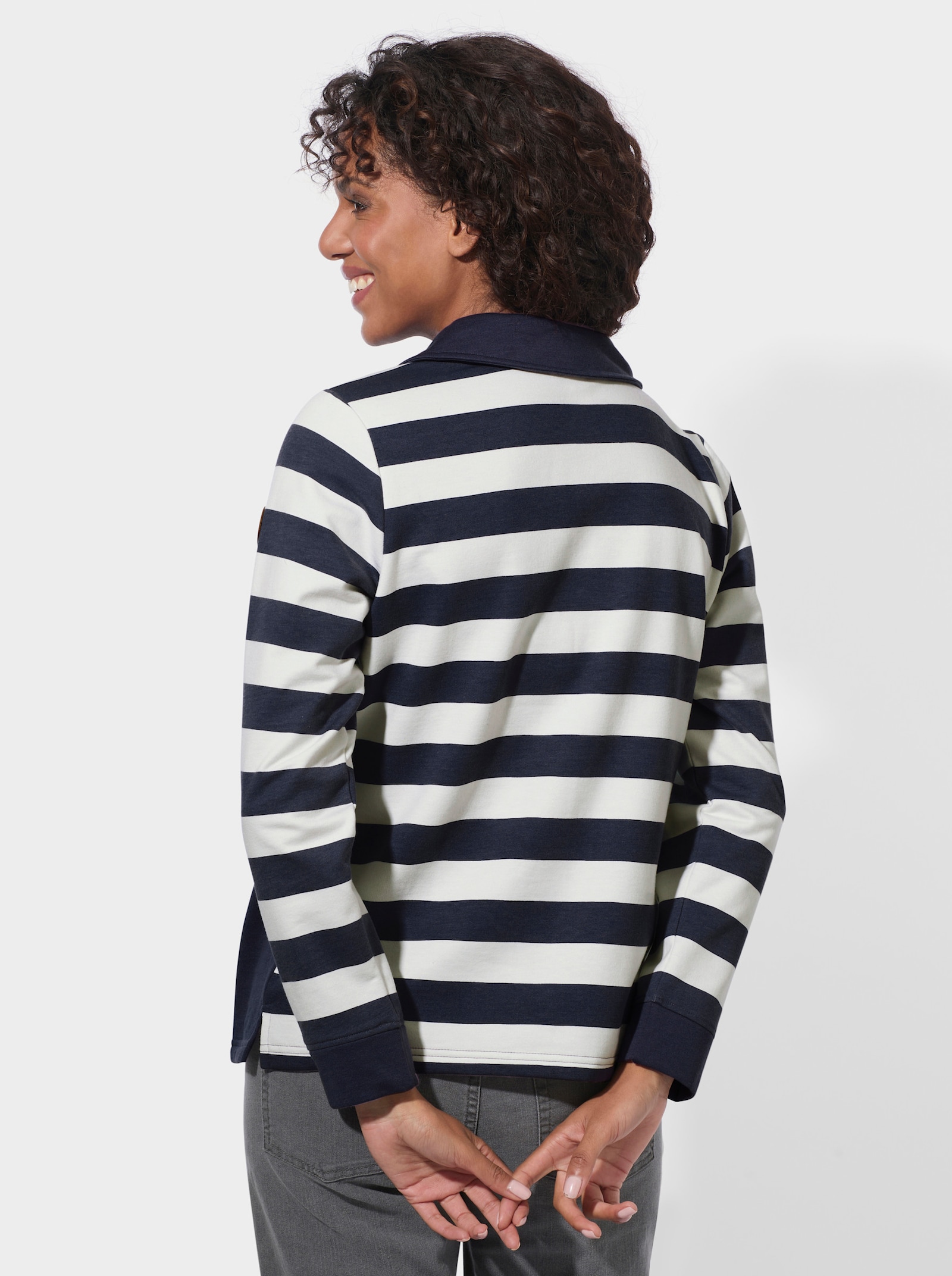 Sweatshirt in weich angerauter Qualität - marine-ecru