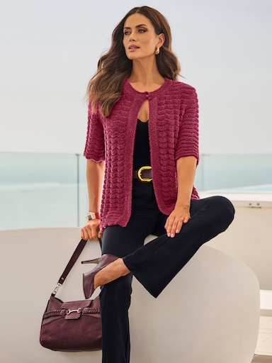 heine Strickjacke mit eingearbeiteten Pailletten - bordeaux