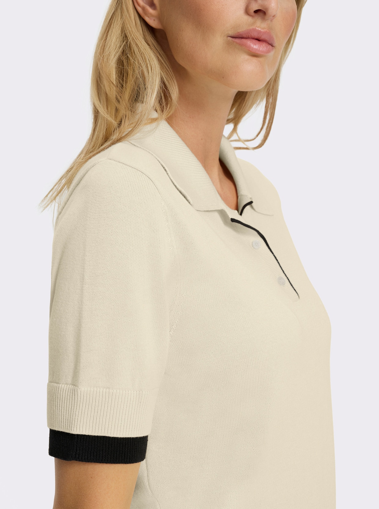 heine Pull polo - couleur ivoire-noir
