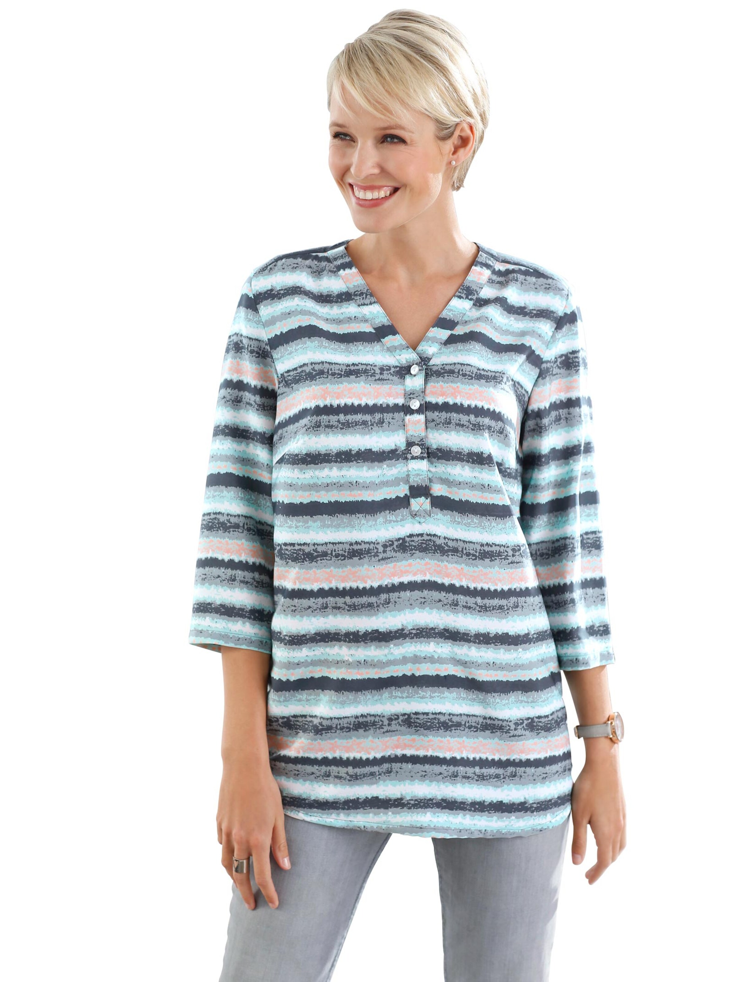 Hemdbluse - mint-geringelt