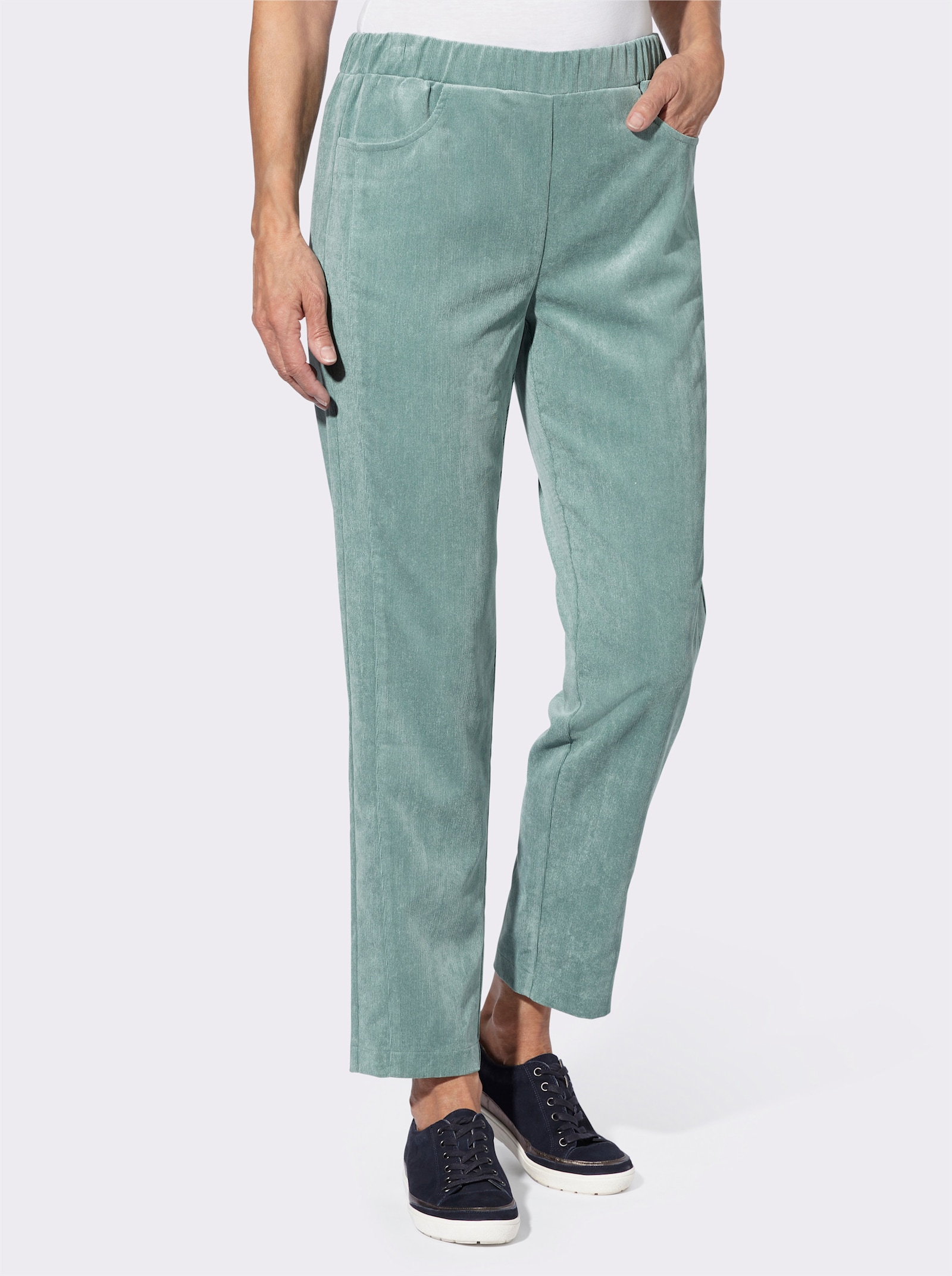 Cordhose in knöchelfreier Länge - jade