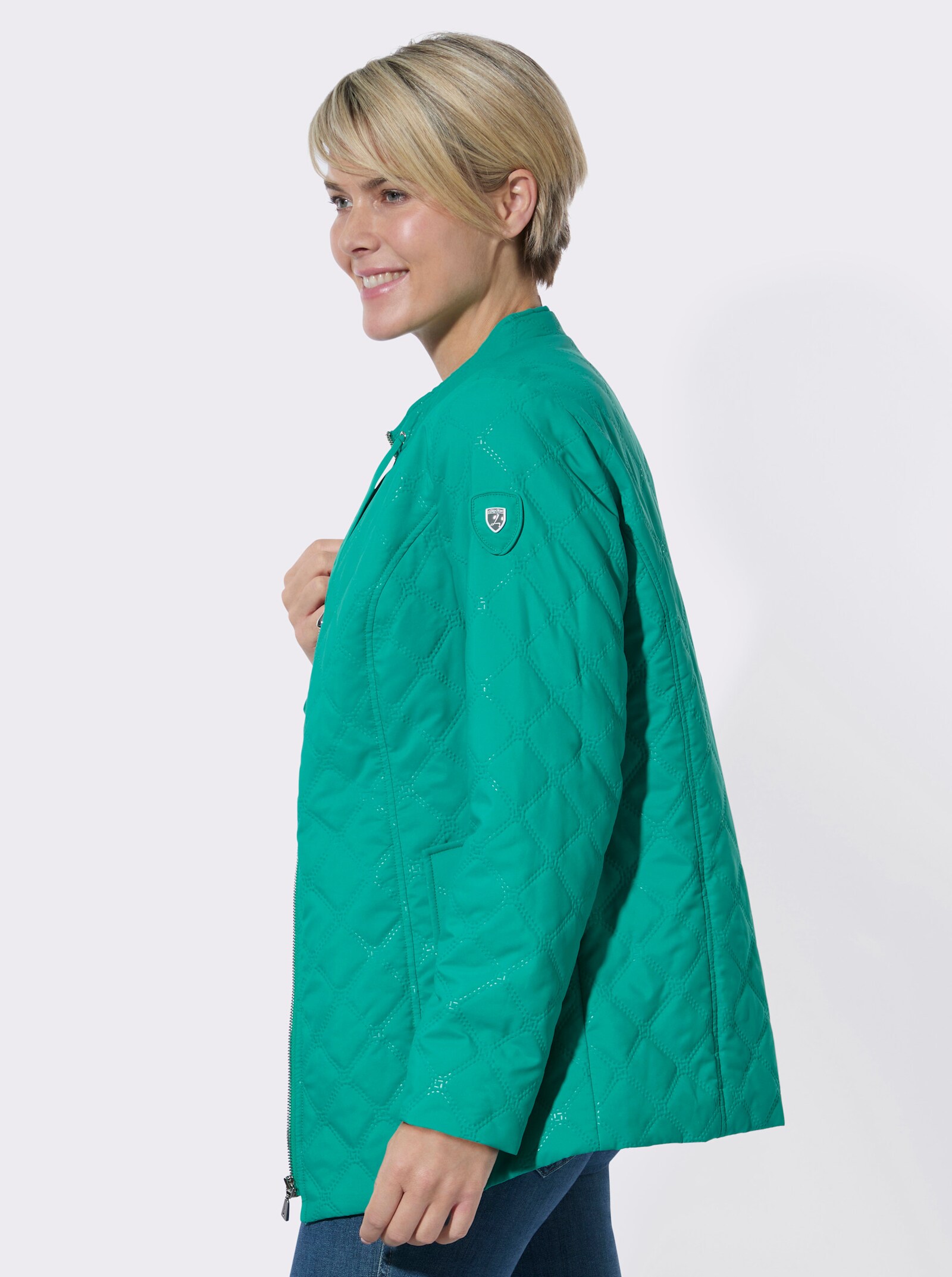 Steppjacke mit Prägedruck in Steppoptik - smaragd