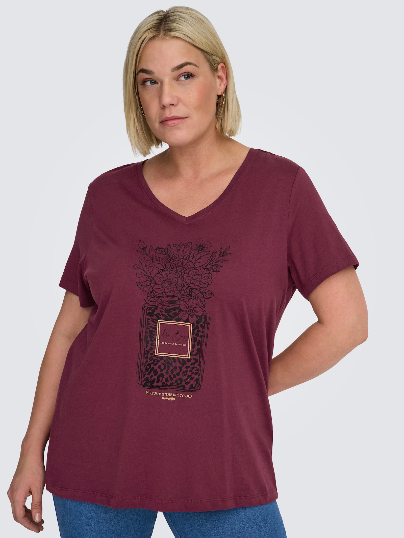 ONLY CARMAKOMA Kurzarmshirt - zinfandel print:perffume