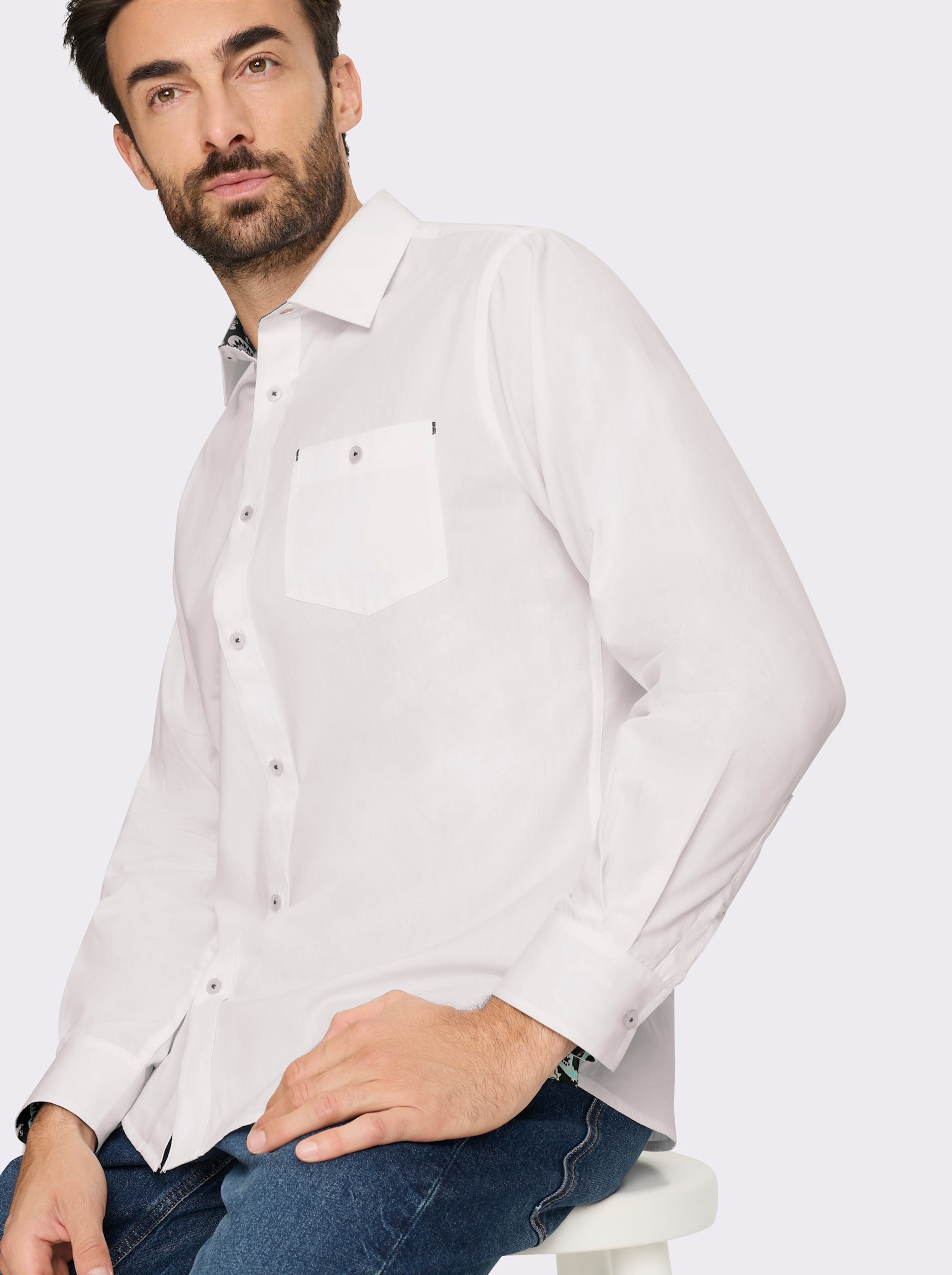 Marco Donati Langarmhemd mit Details im Paisley-Print - weiss