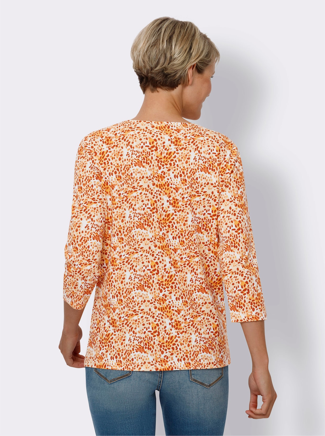 Shirt met 3/4-mouw - ecru/papaja bedrukt