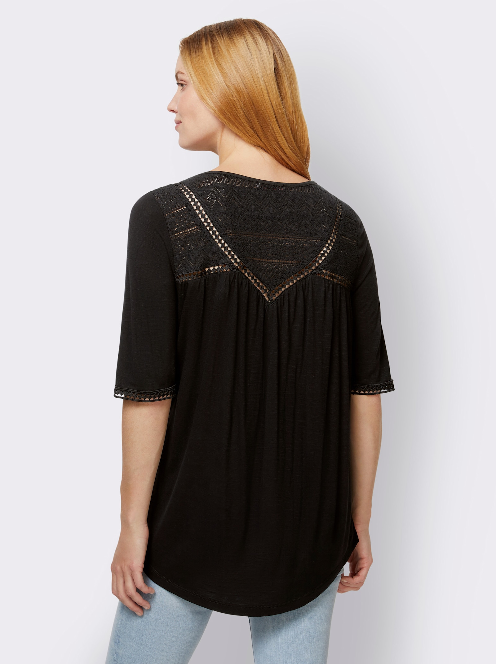 heine Shirt mit Spitze - schwarz