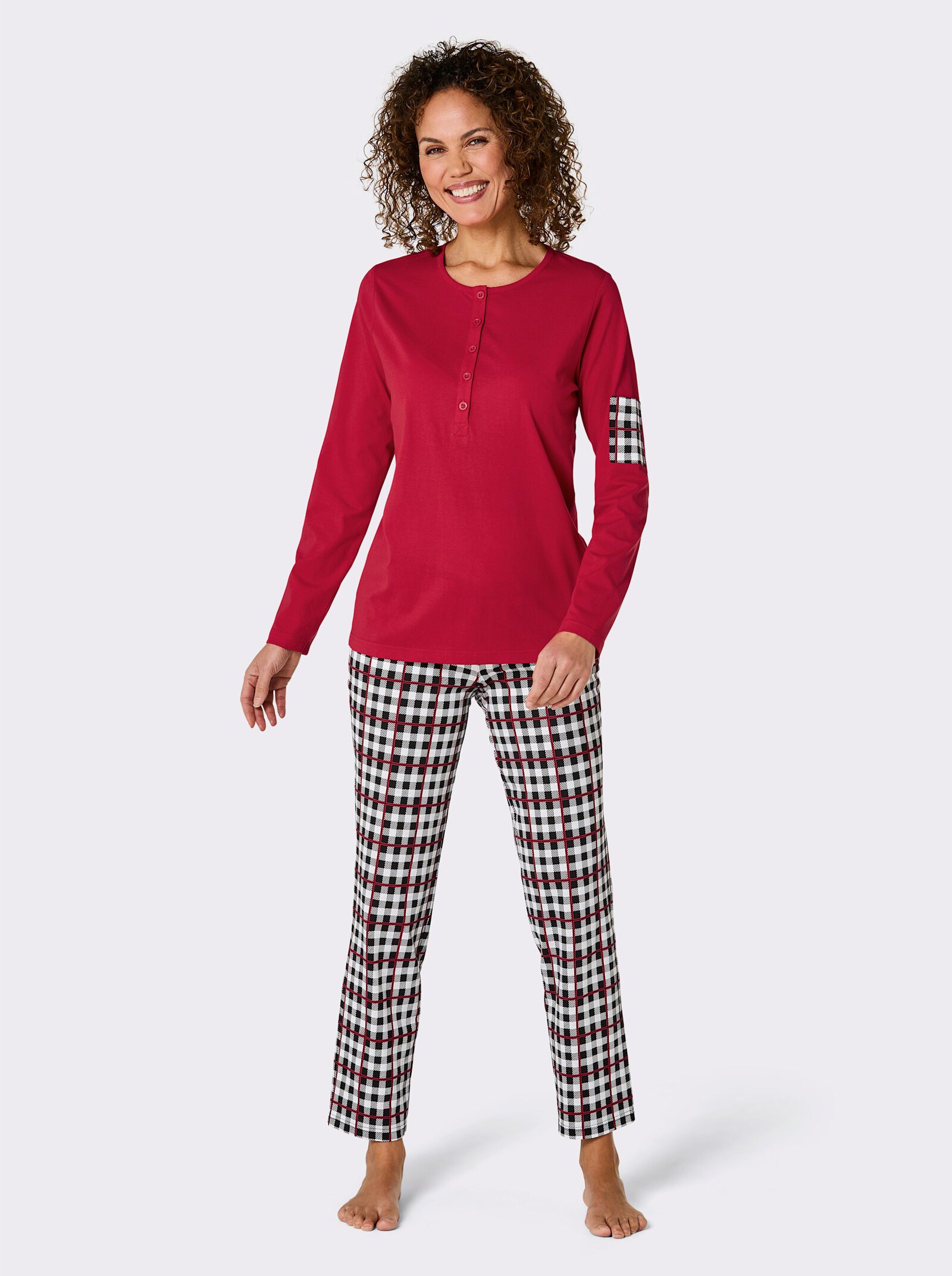 wäschepur Schlafanzug - rot-schwarz-kariert