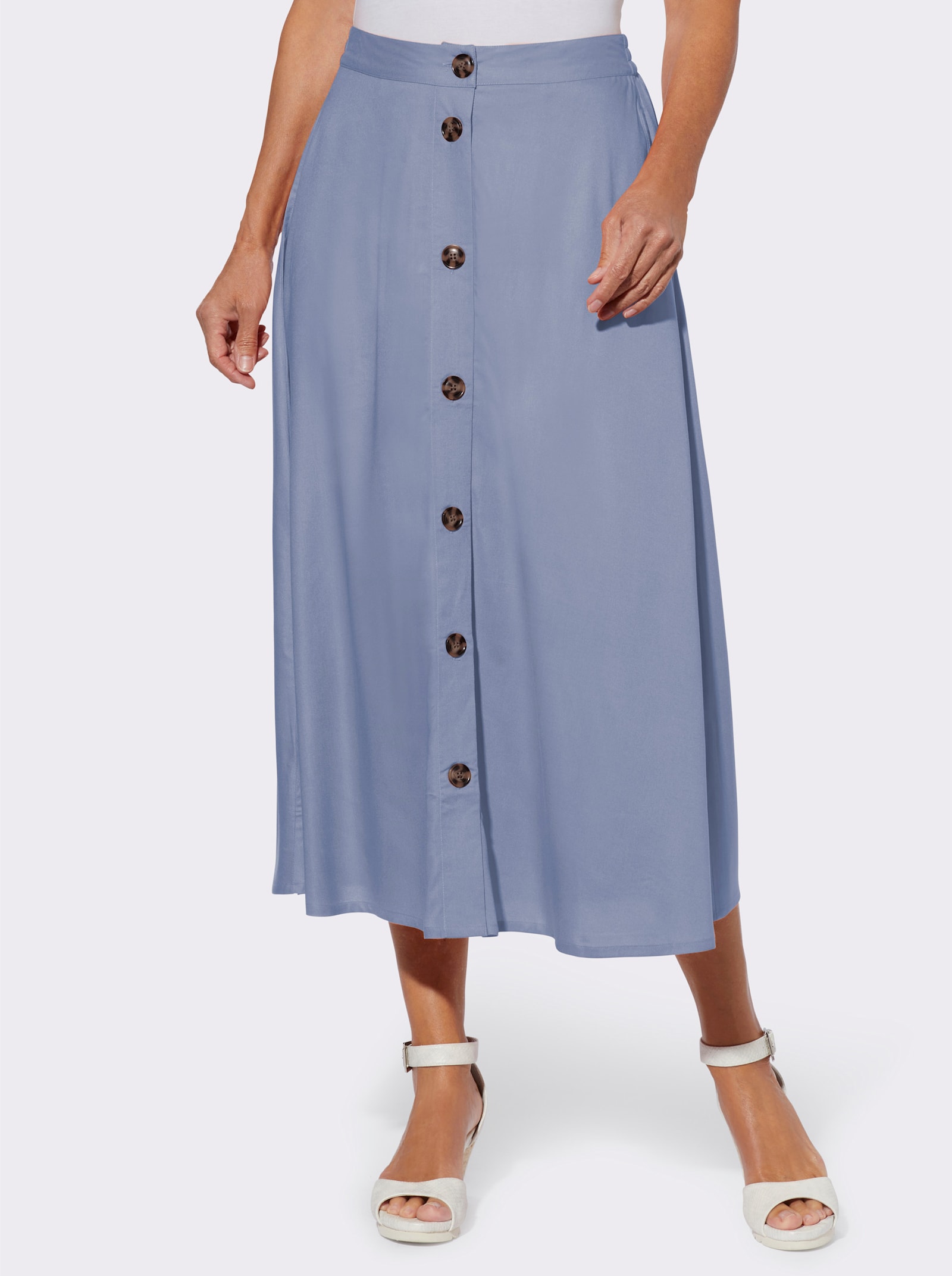 A-lijn-rok van pure viscose - duivenblauw