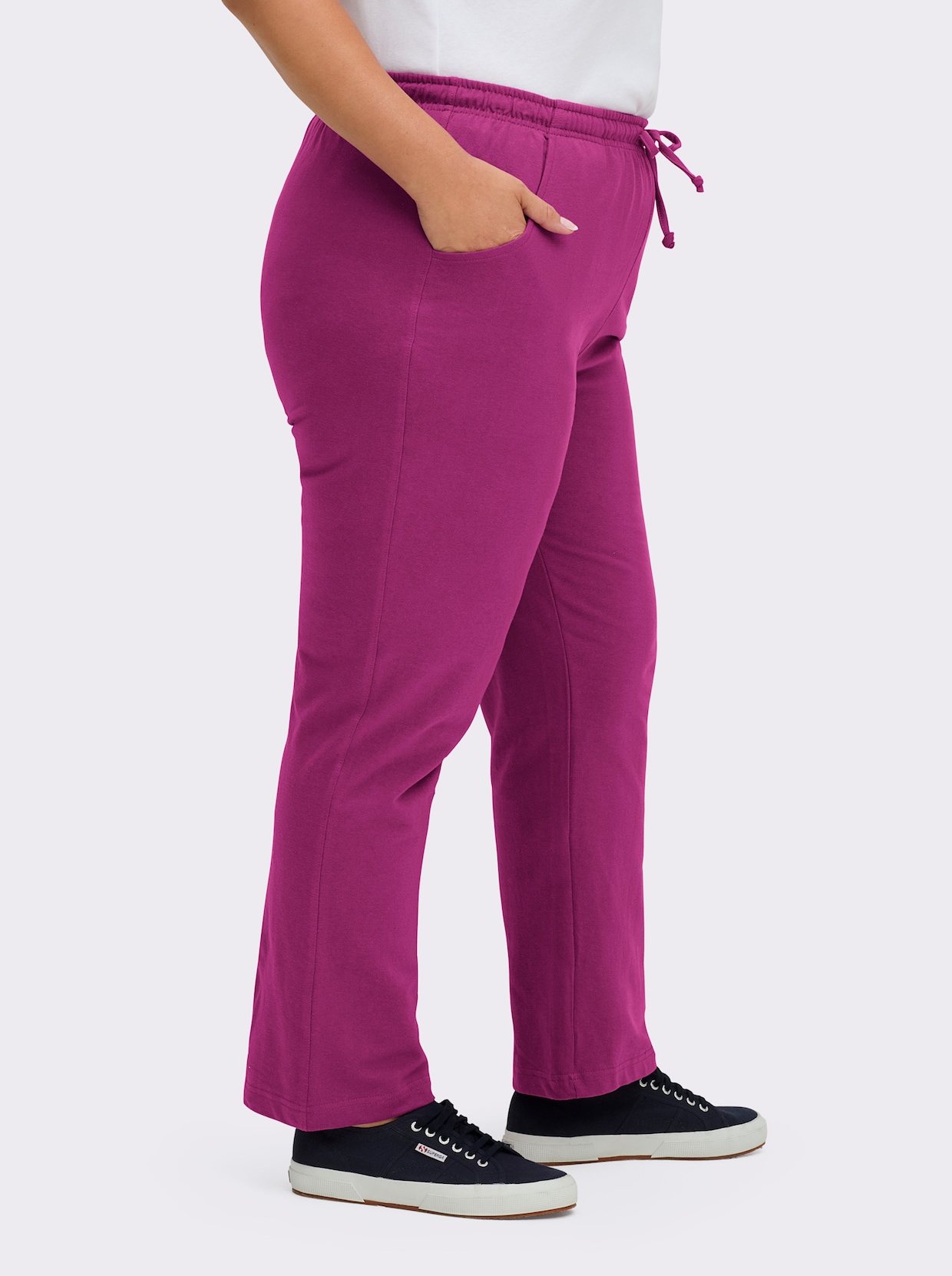 Jerseyhose mit Tunnelzug und Bindeband - beere