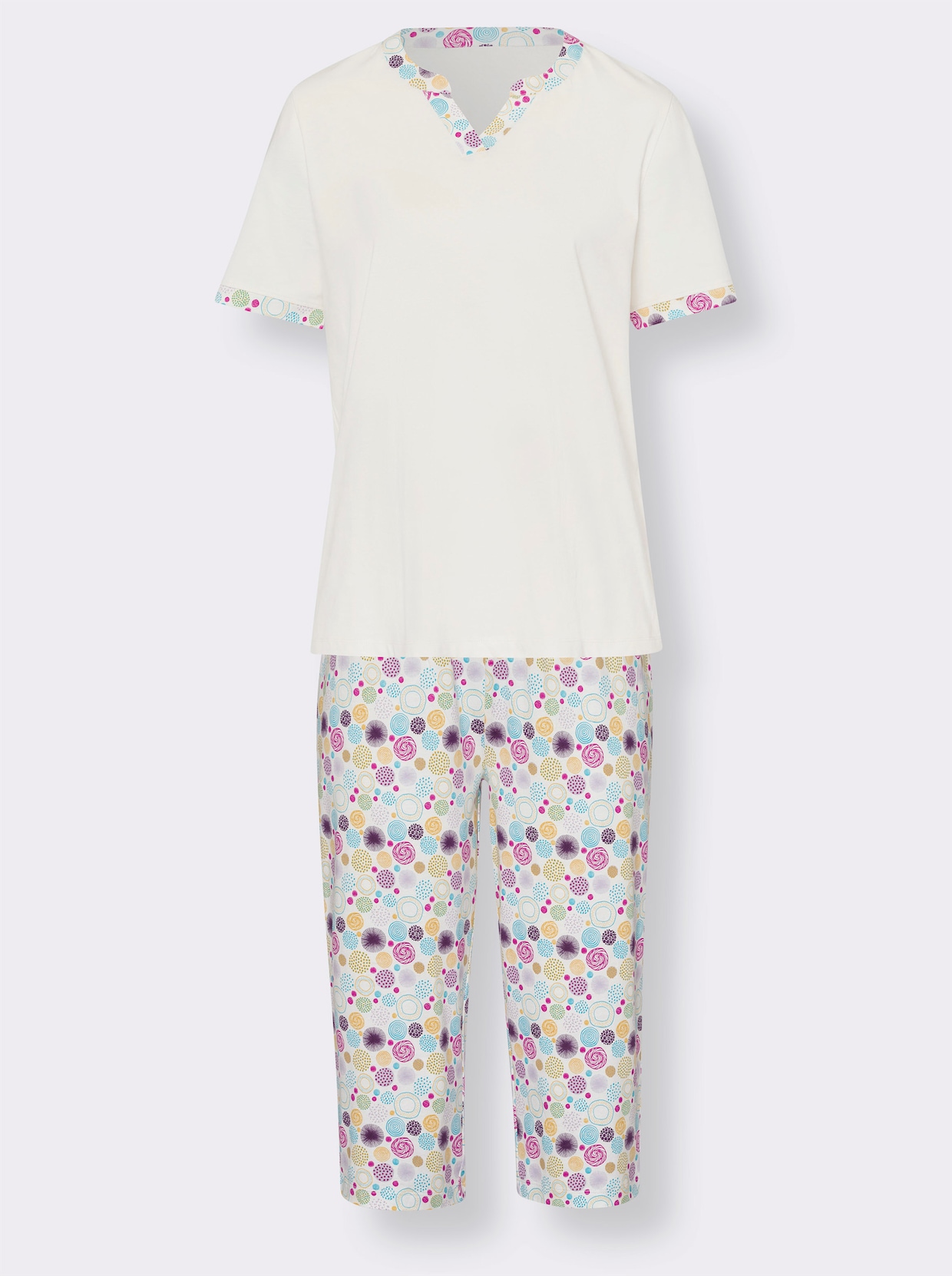 Capri-pyjama - ecru geprint