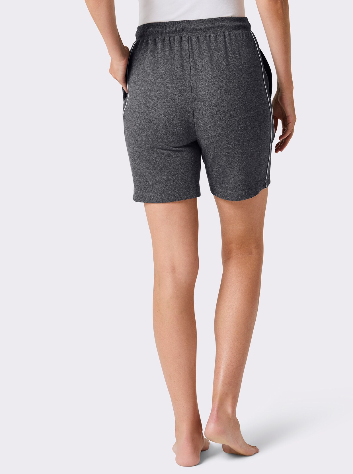 feel good Hose kurz - anthrazit-meliert-weiß