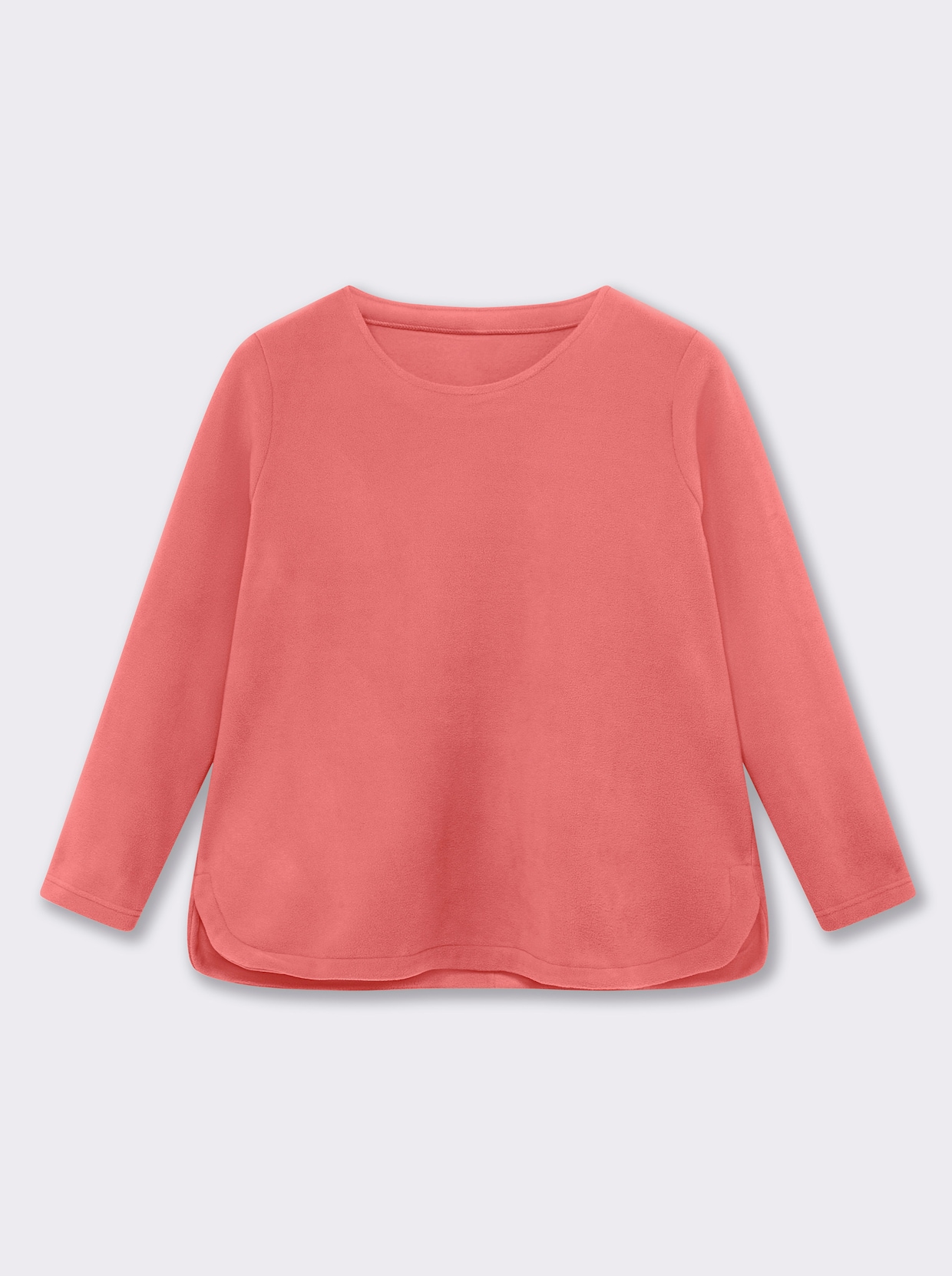 Fleeceshirt mit abgerundetem Saum - flamingo