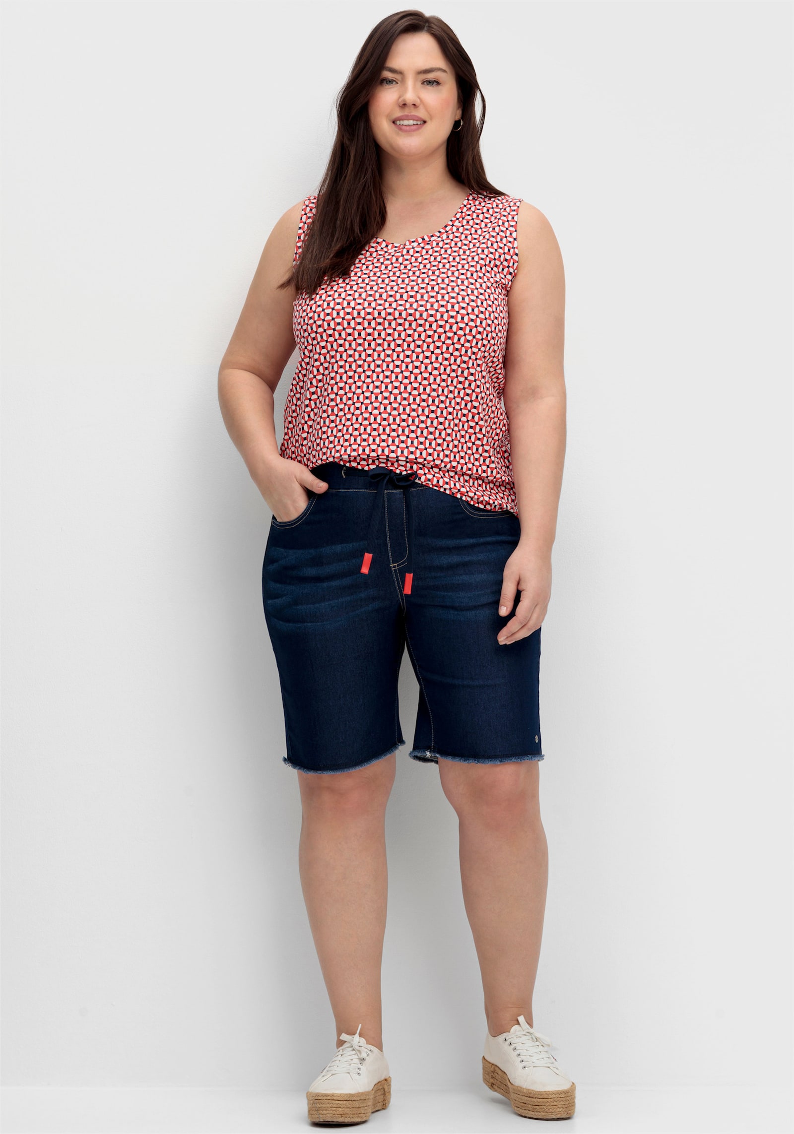 sheego Bermuda met smalle pijpen - dark blue denim