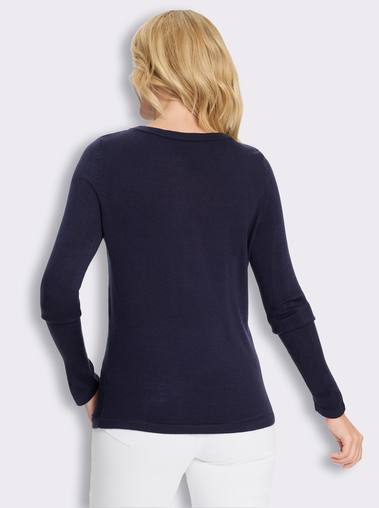 Pullover mit Strickmuster vorne - marine
