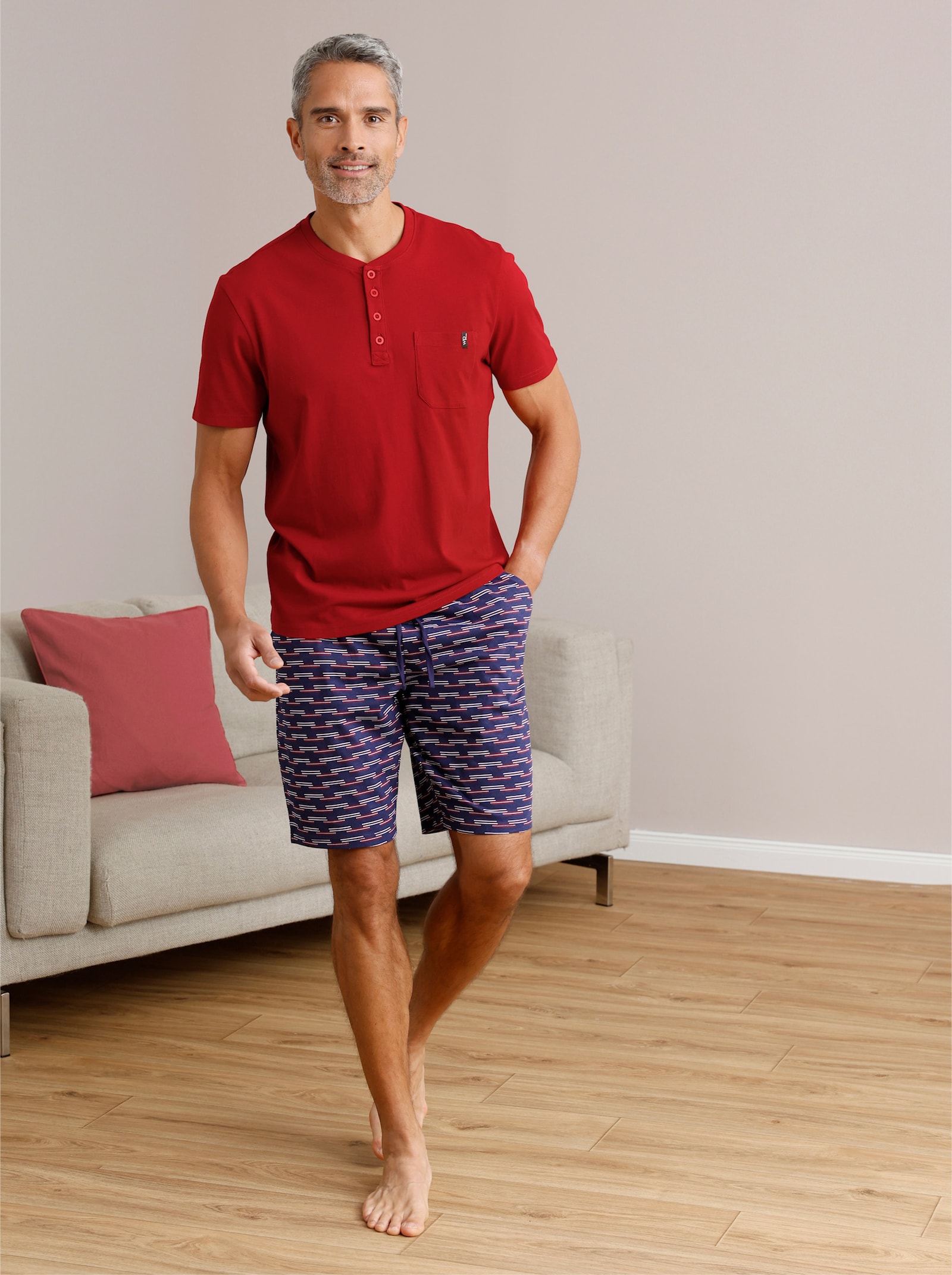 wäschepur men Shortys - marine-apfel-bedruckt + marine-kirsche-bedruckt