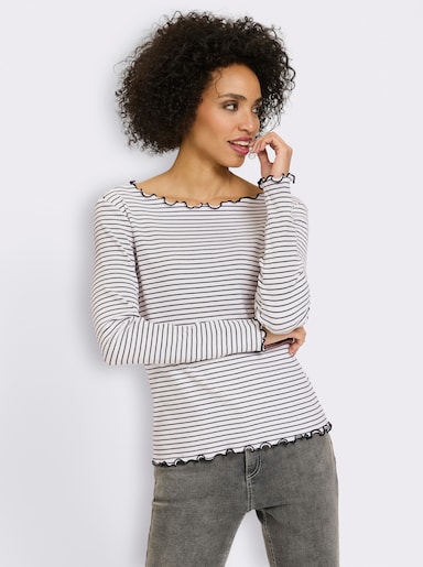 heine Rippshirt mit Ringelstreifen - ecru-marine-geringelt