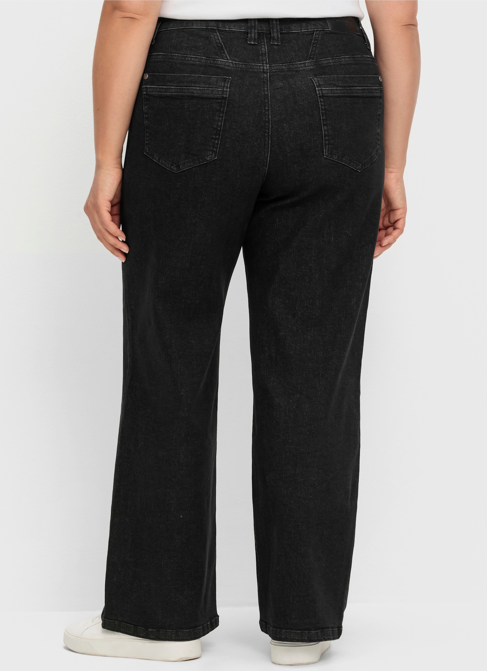 sheego Jeans met doorlopende wijde pijpen - black denim