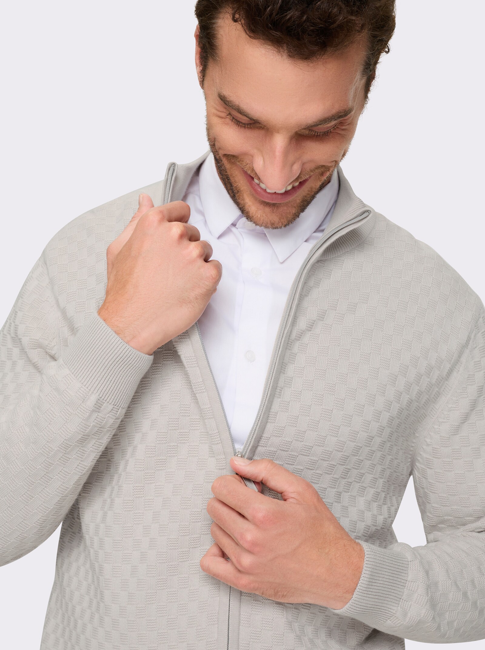 Marco Donati Vest met blinde ritssluiting - lichtgrijs