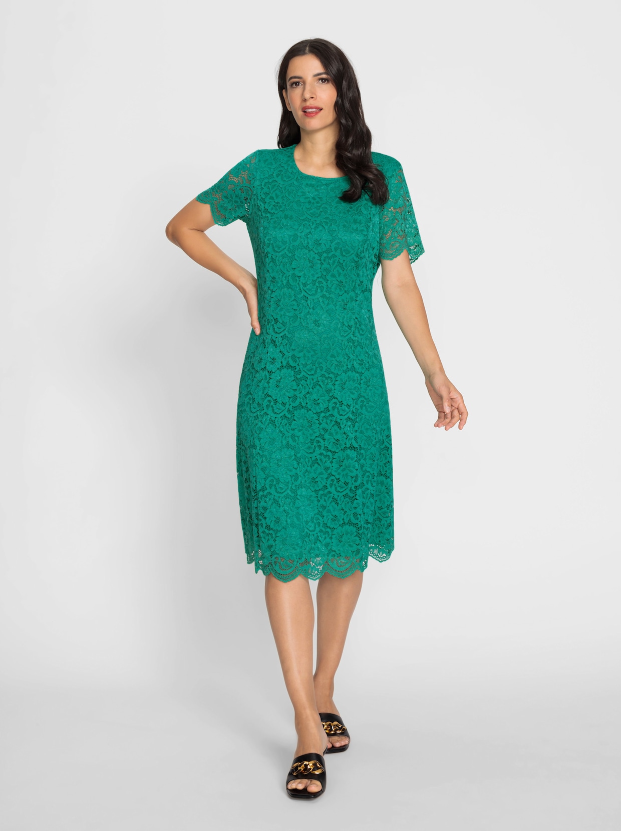 heine Spitzen-Kleid - smaragd