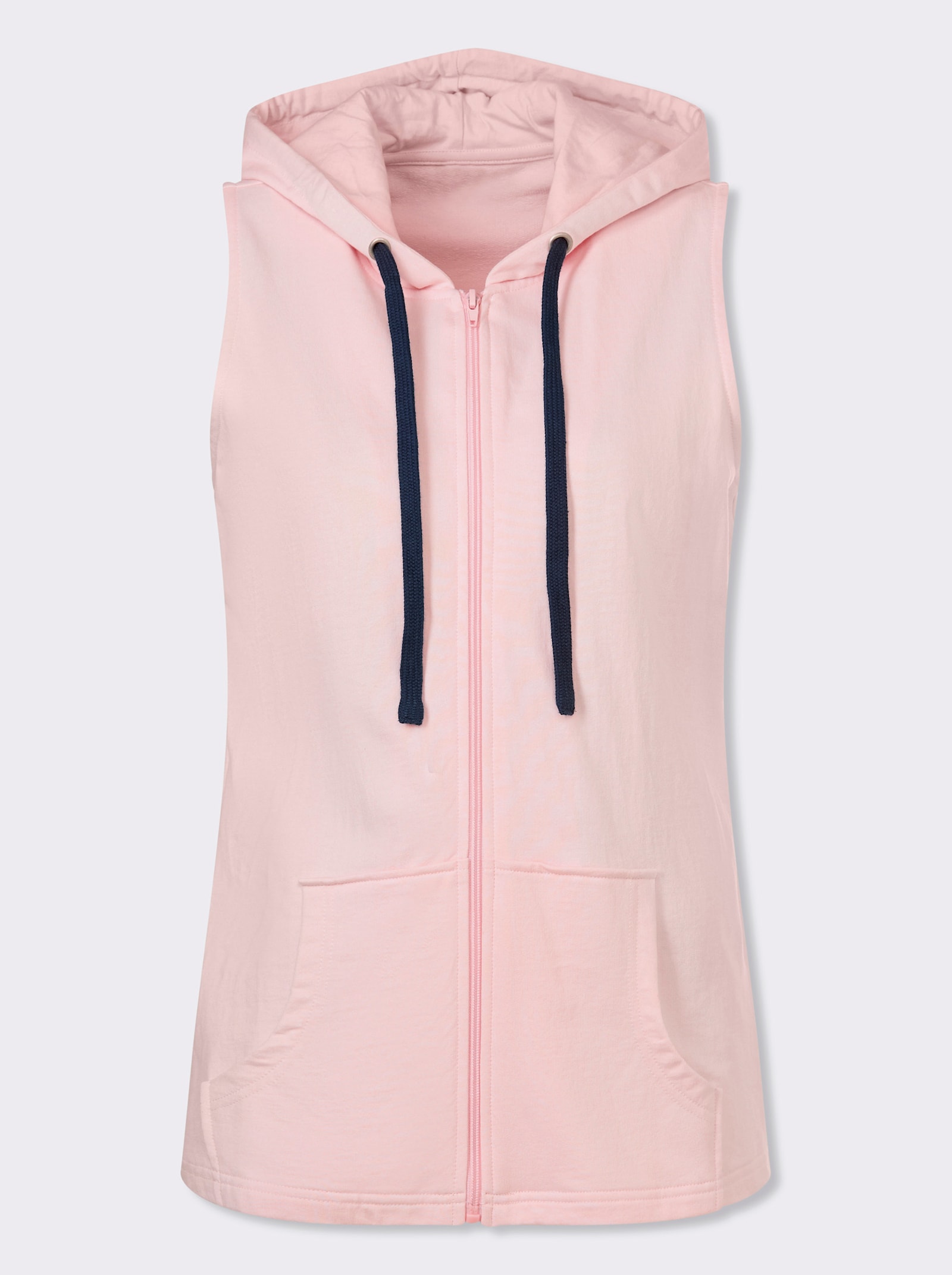Mikinová vesta s klokaní kapsou - světle růžová